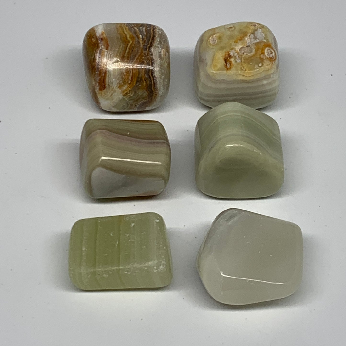 158.1g, 1"-1.1", 6pcs, Onyx/Banded Tumbled Stones @Afghanistan, B26712