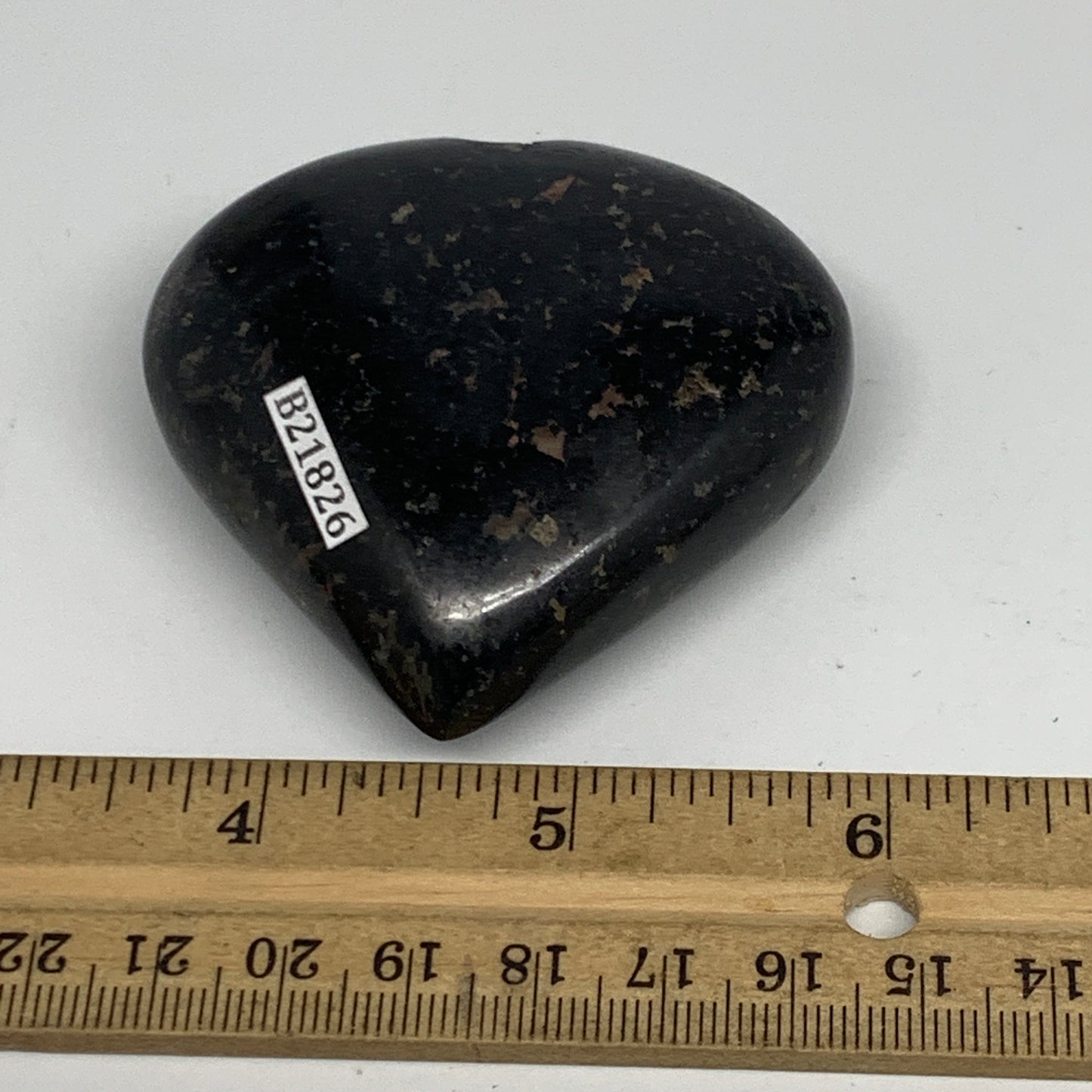 138.8g, 2.3"x2.4"x1", Black Tourmaline Heart Polished Crystal Home Decor, B21826