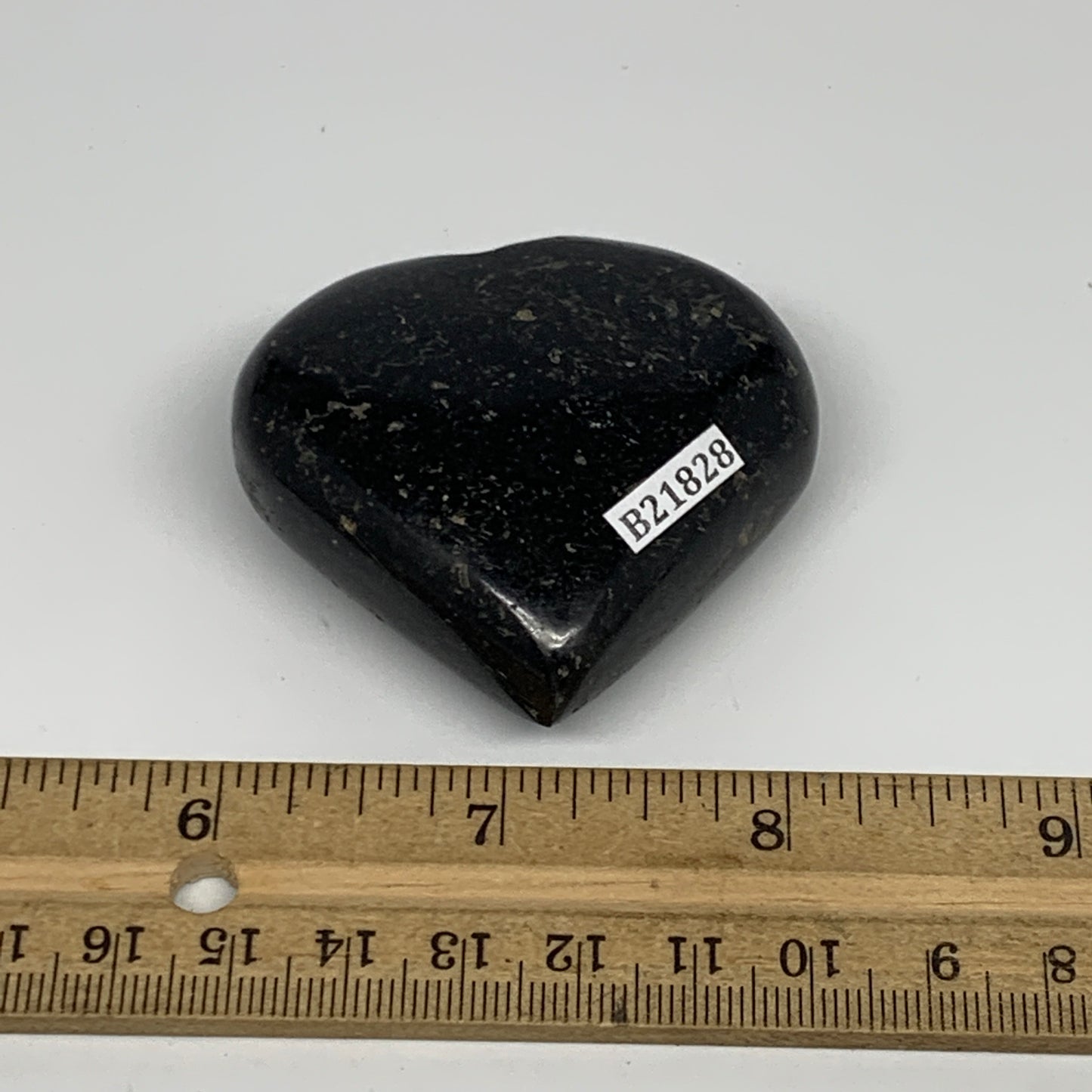 107.9g, 2"x2.2"x0.9", Black Tourmaline Heart Polished Crystal Home Decor, B21828