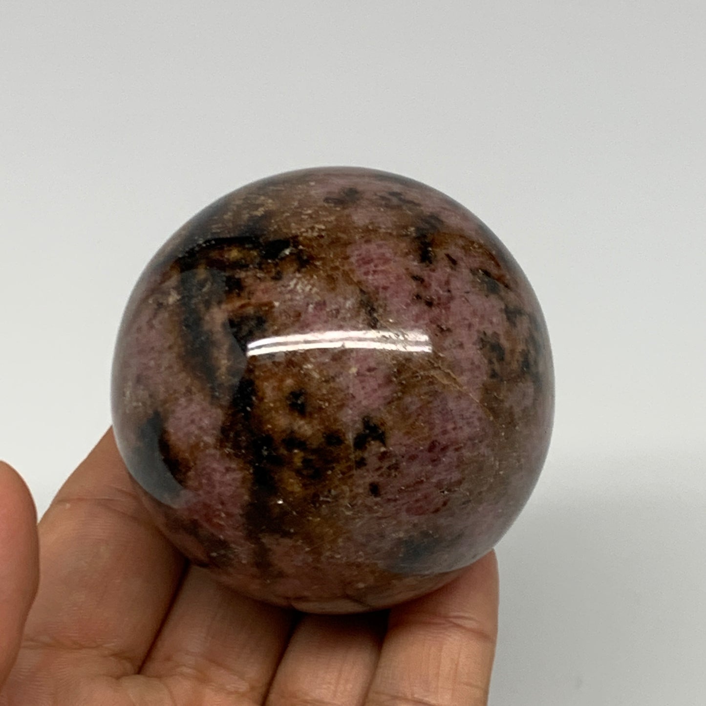 368.3g,2.3"(58mm), Natural Untreated Rhodonite Sphere Ball @Madagascar, B22764