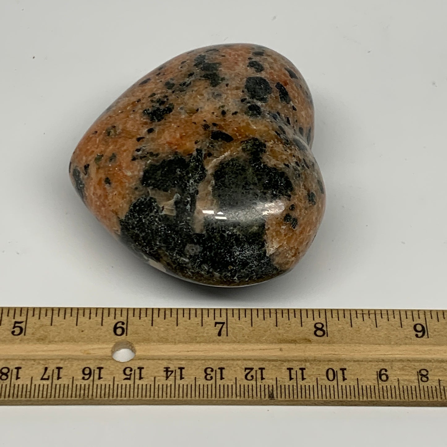 312.7g, 2.6"x3"x1.7" Orange Calcite Heart Gemstones from Madagascar, B17166