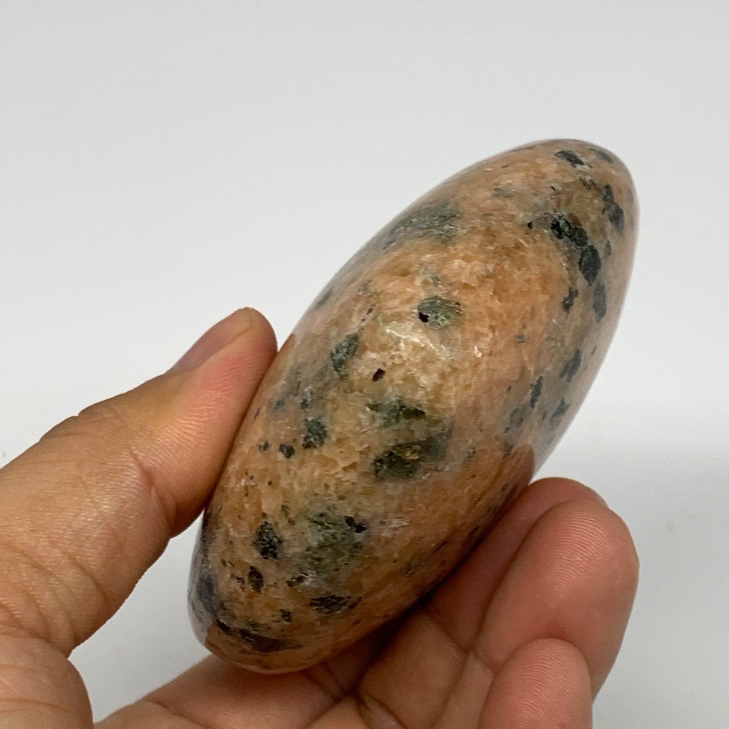 304.3g, 3"x3.2"x1.3" Orange Calcite Heart Gemstones from Madagascar, B17167
