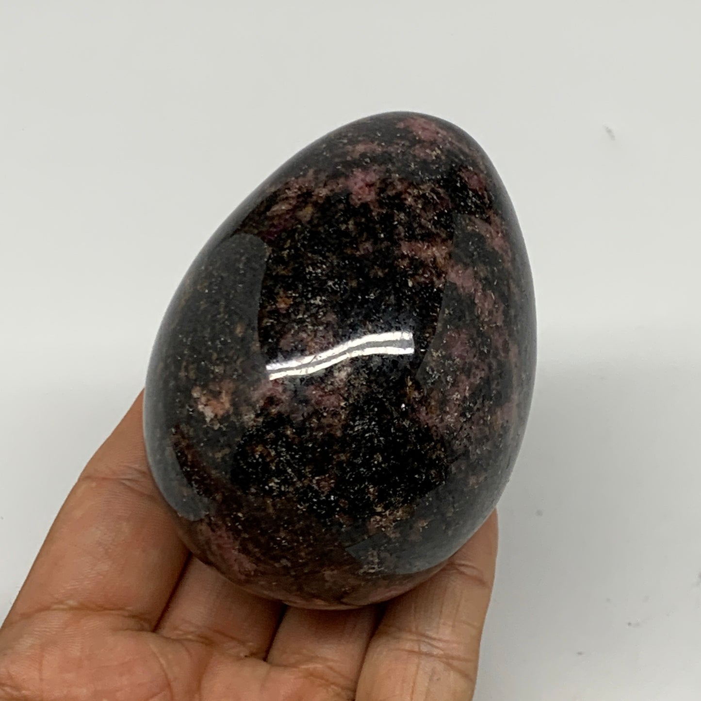 416.3g, 3"x2.2" Natural Untreated Rhodonite Egg Polished @Madagascar, B22775