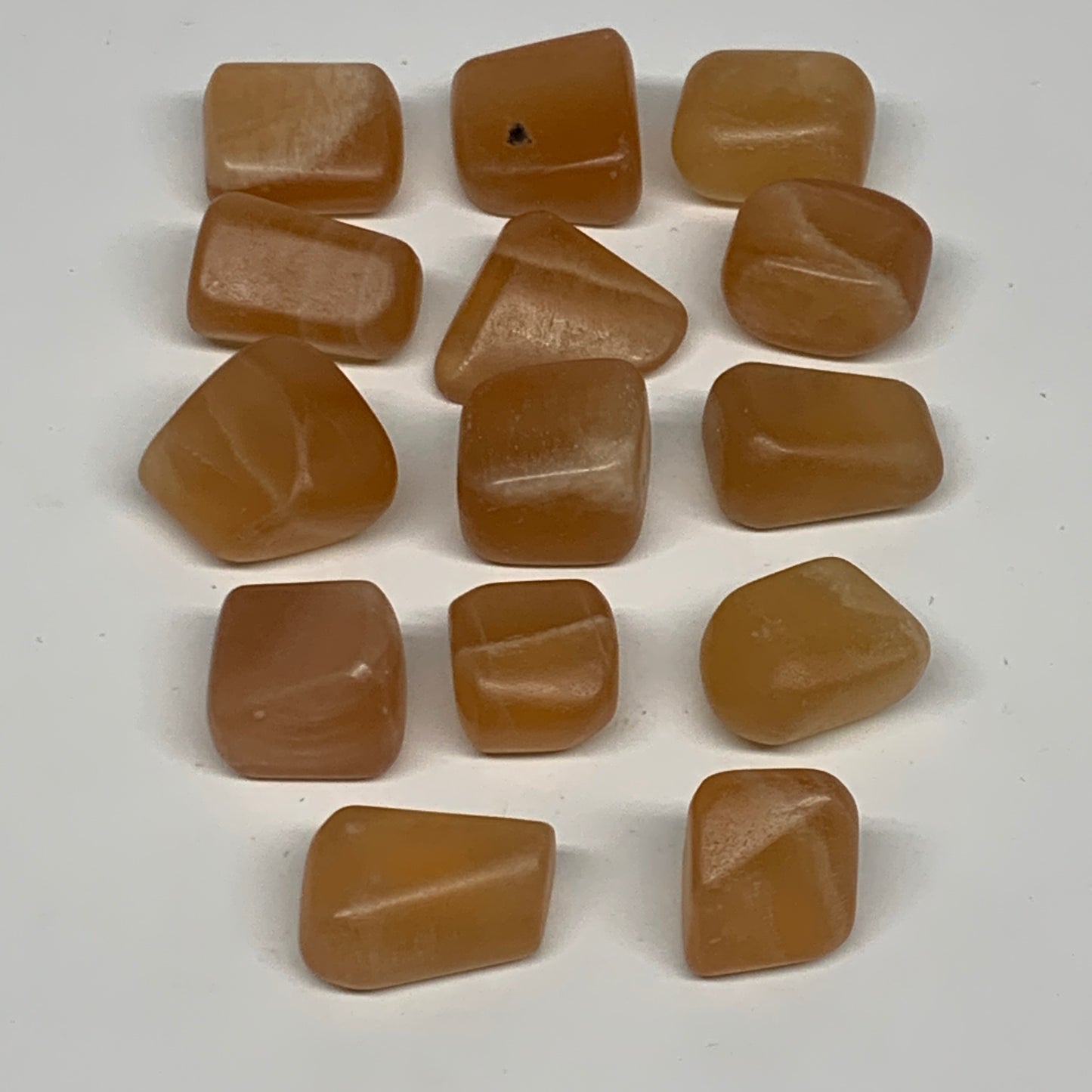 156.9g, 0.7"-1.1", 14pcs, Honey Calcite Tumbled Stones @Afghanistan, B26739