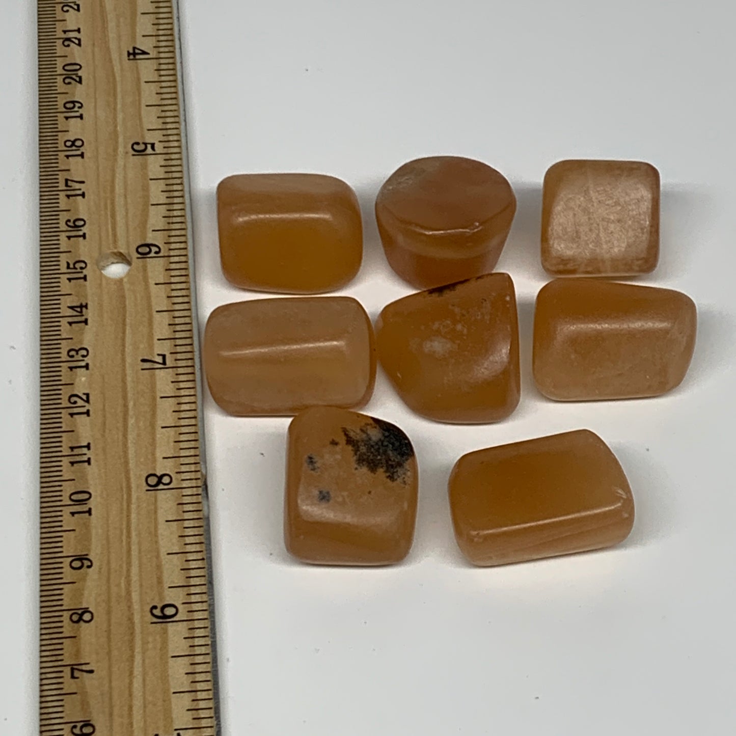 132g, 0.7"-1.1", 8pcs, Honey Calcite Tumbled Stones @Afghanistan, B26741