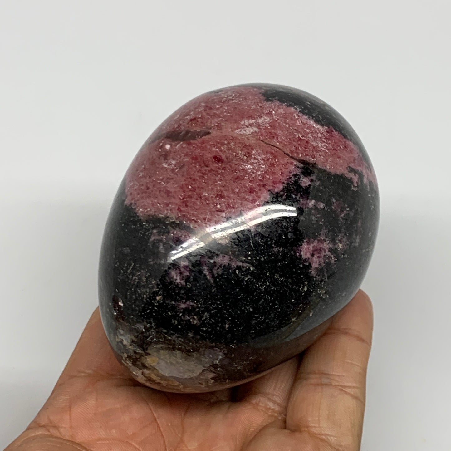 476.1g, 3"x2.3" Natural Untreated Rhodonite Egg Polished @Madagascar, B22779