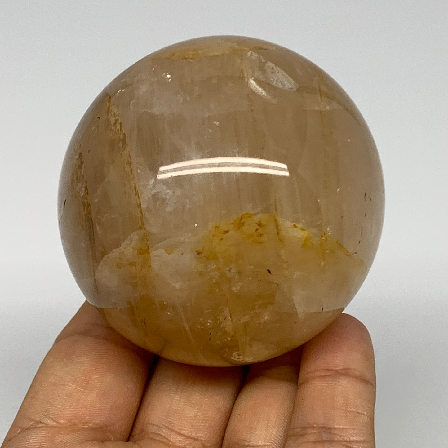 333.1g, 2.5" (62mm), Yellow Hematoid Sphere Crystal Ball Gemstones @Madagascar,B