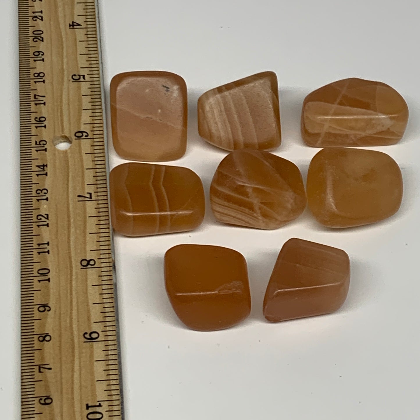 143.7g, 1"-1.3", 8pcs, Honey Calcite Tumbled Stones @Afghanistan, B26745
