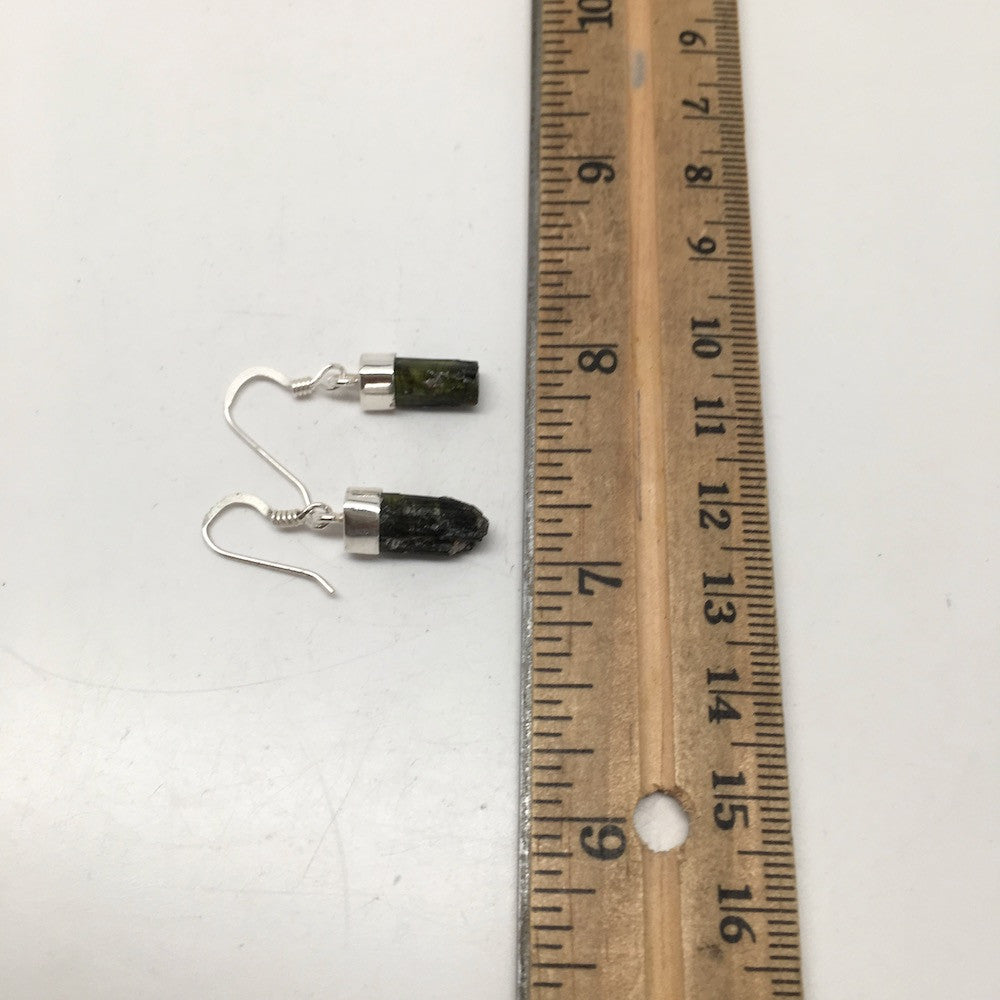 13 cts Rough Green Tourmaline Earrings Sterling Silver @Brazil, E009, BE18