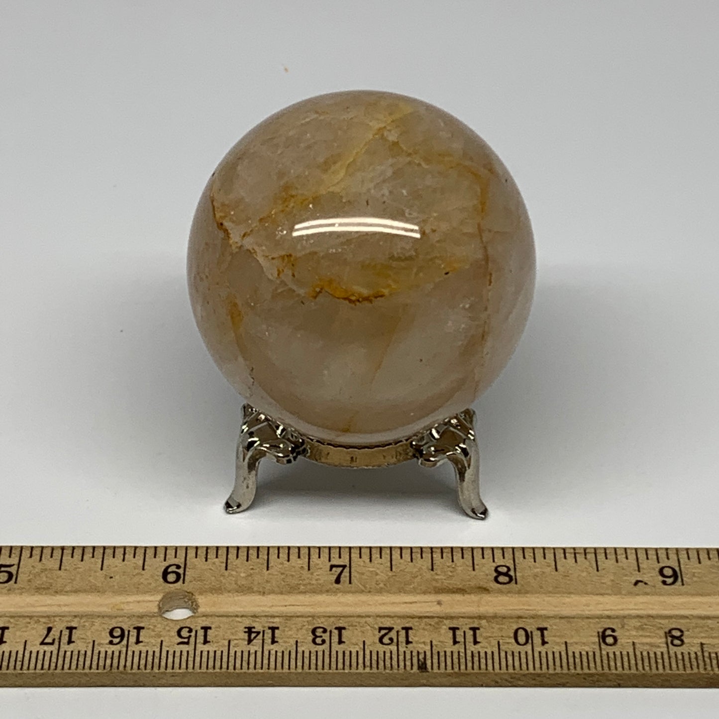 217.8g, 2.1" (54mm), Yellow Hematoid Sphere Crystal Ball Gemstones @Madagascar,B