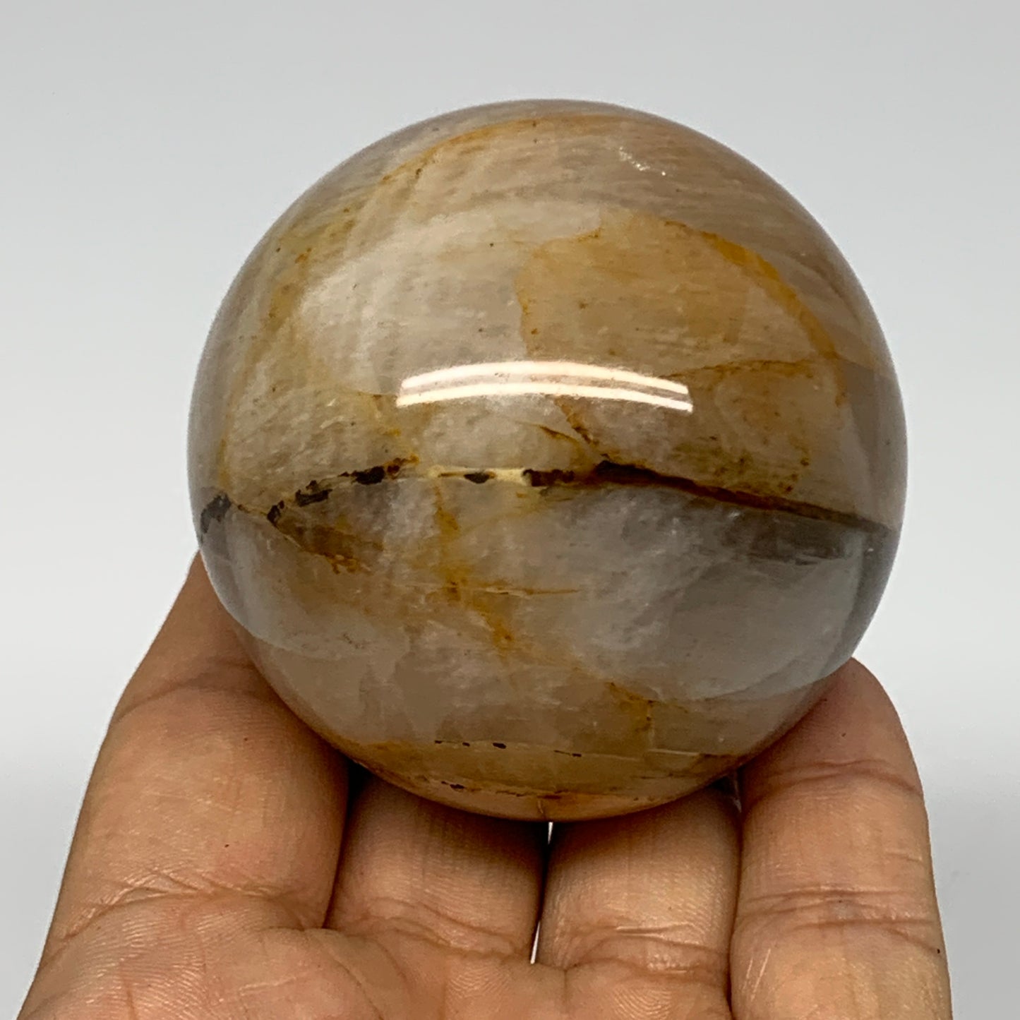 267.6g, 2.3" (68mm), Yellow Hematoid Sphere Crystal Ball Gemstones @Madagascar,B