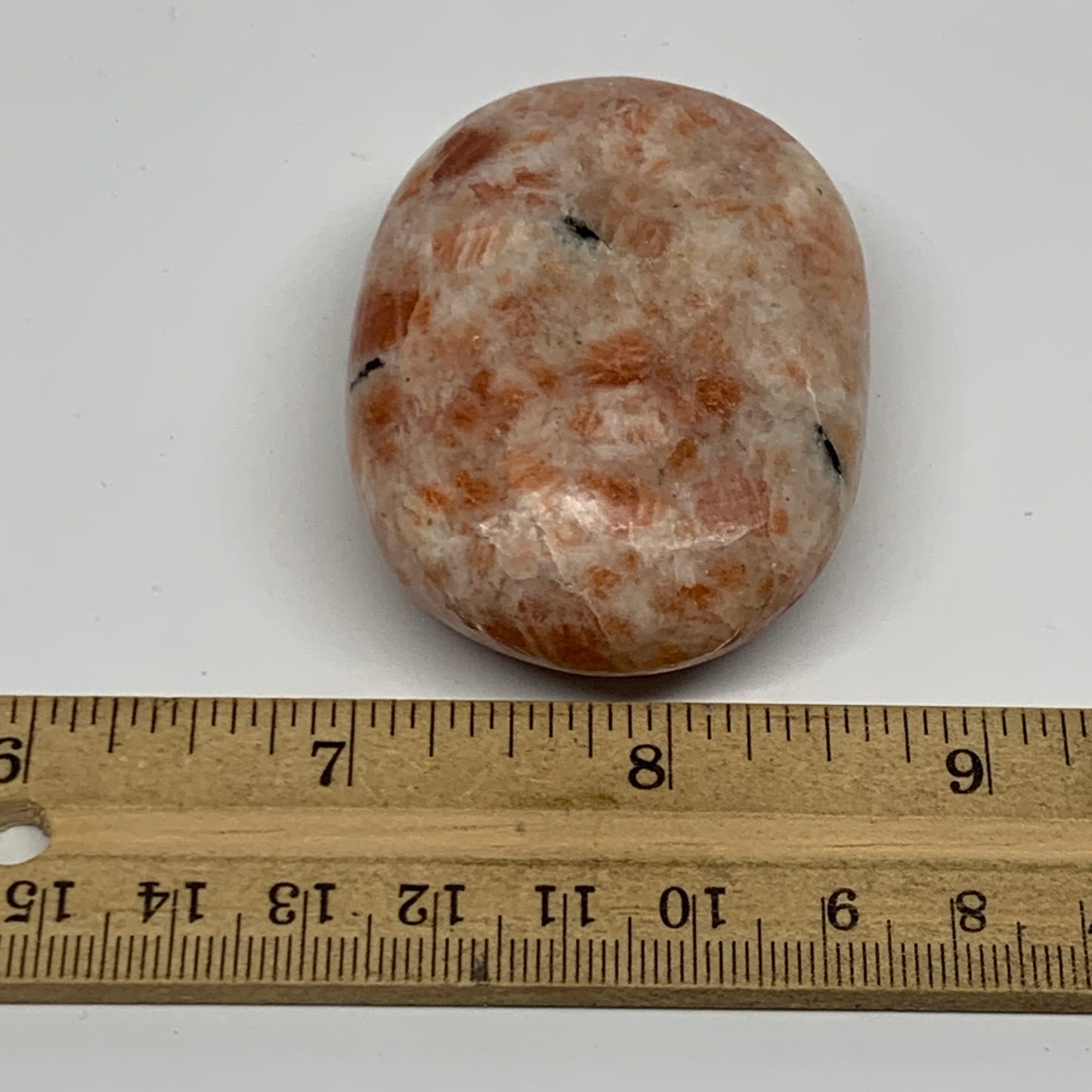 101.1g, 2.4"x1.7"x0.9", Natural Sunstone Palm-Stone Polished from India, B22006