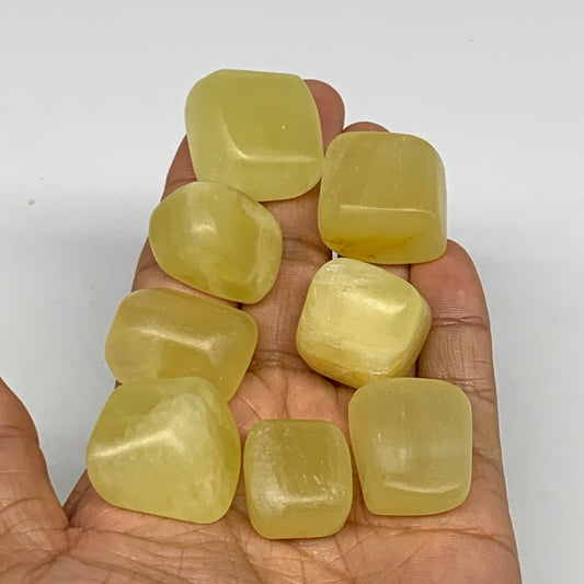 142.5g, 0.8"-1.1", 8pcs, Natural Lemon Calcite Tumbled Stones @Afghanistan, B267
