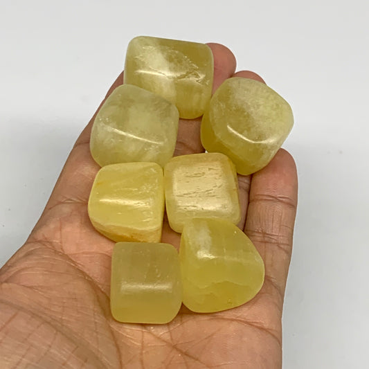 152.5g, 0.8"-1.1", 7pcs, Natural Lemon Calcite Tumbled Stones @Afghanistan, B267