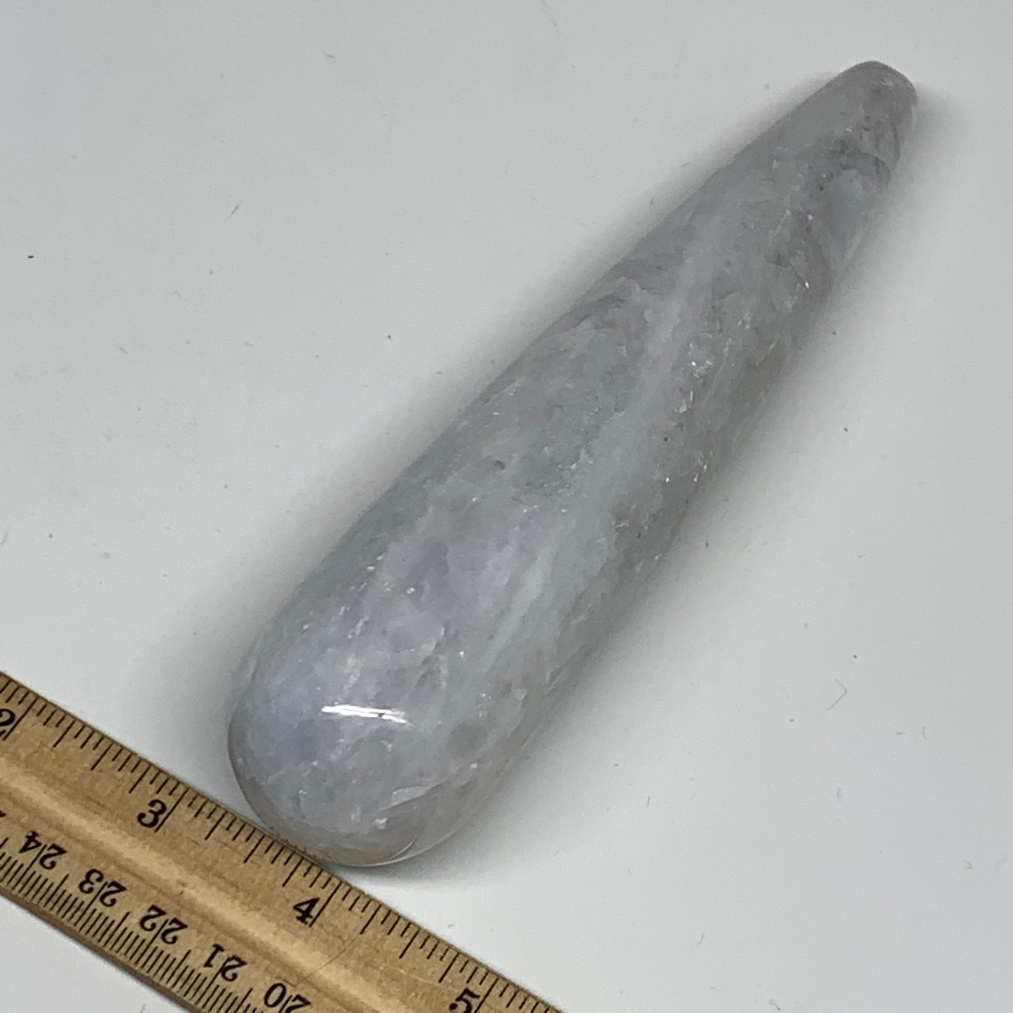 356.3g,6.5"x1.5" Natural Blue Calcite Wand Stick, Home Decor, Collectible, B6165