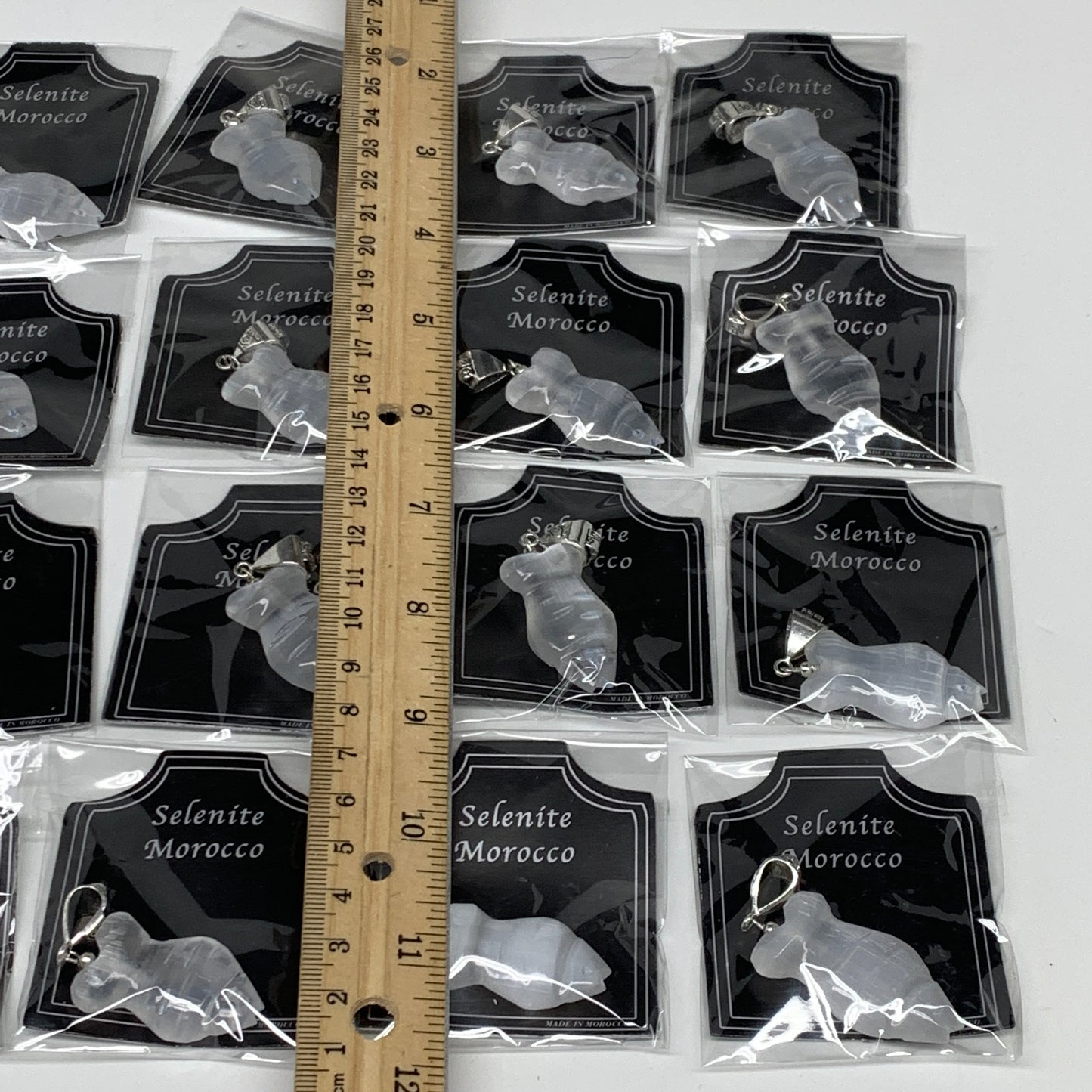 1pc, 5-7g, 1.4" Handmade Selenite Pendant Fish Shape Polished from Morocco,