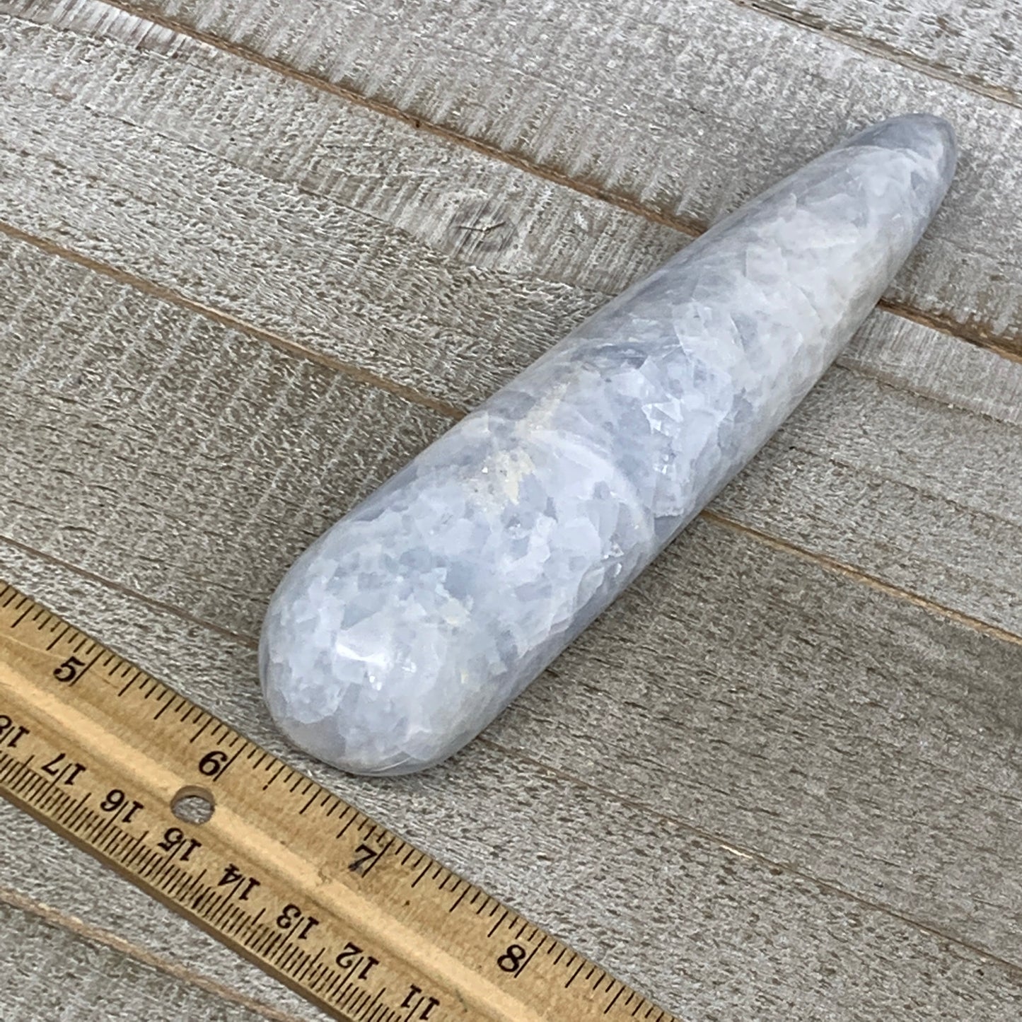 270.9g,6.1"x1.4" Natural Blue Calcite Wand Stick, Home Decor, Collectible, B6174