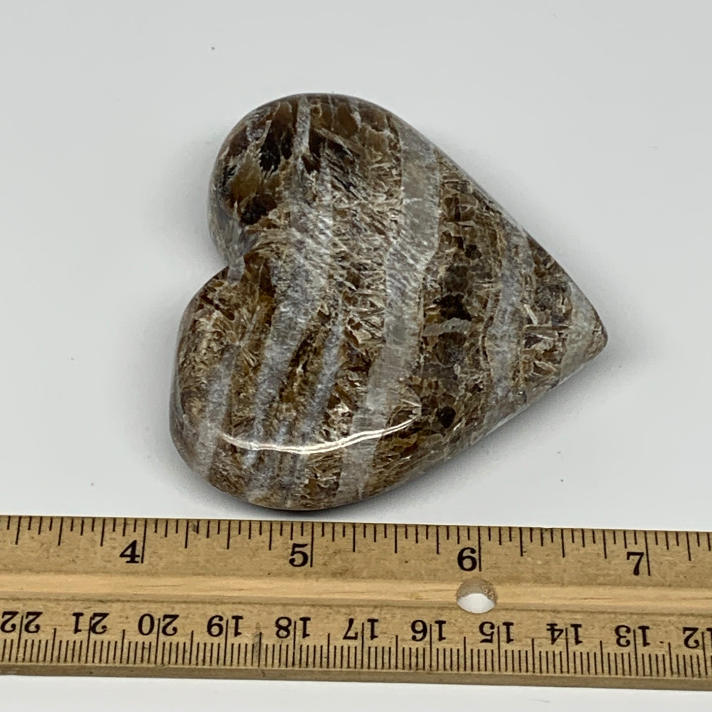 156.5g,2.7"x3.1"x0.9" Natural Chocolate Gray Onyx Heart Polished @Morocco,B18768