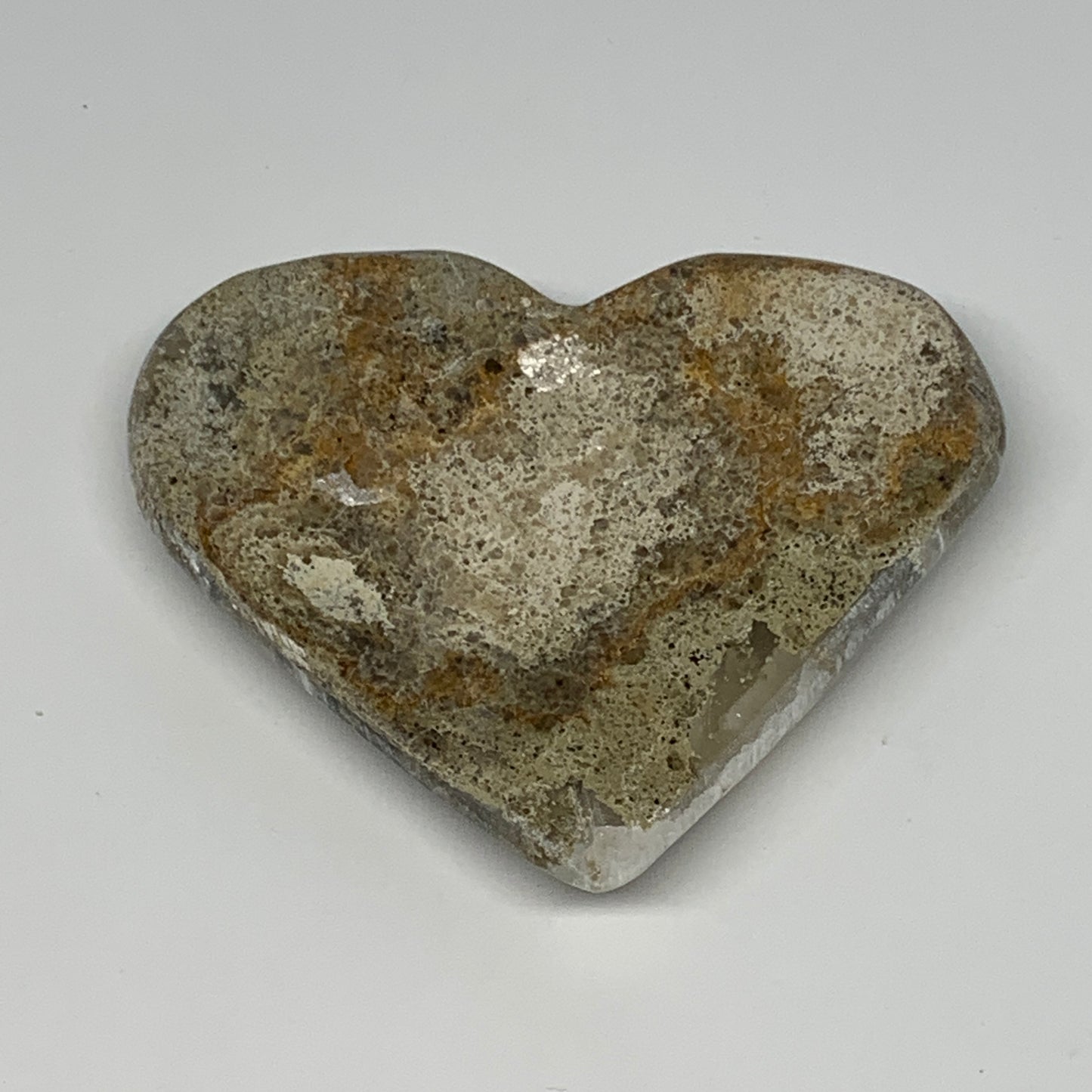 137.9g,3.4"x3.7"x0.6" Natural Chocolate Gray Onyx Heart Polished @Morocco,B18769