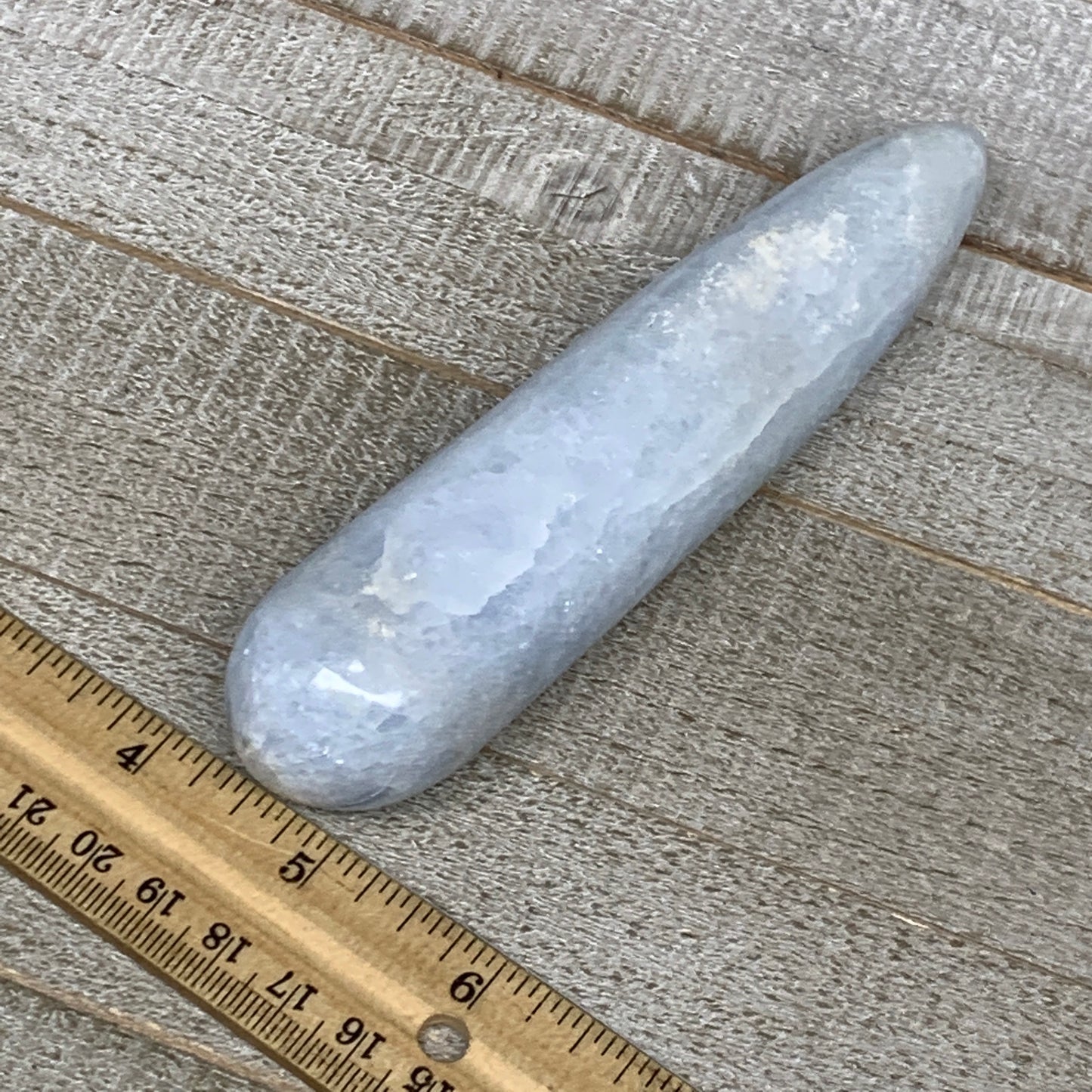 203.5g,5.5"x1.2" Natural Blue Calcite Wand Stick, Home Decor, Collectible, B6180