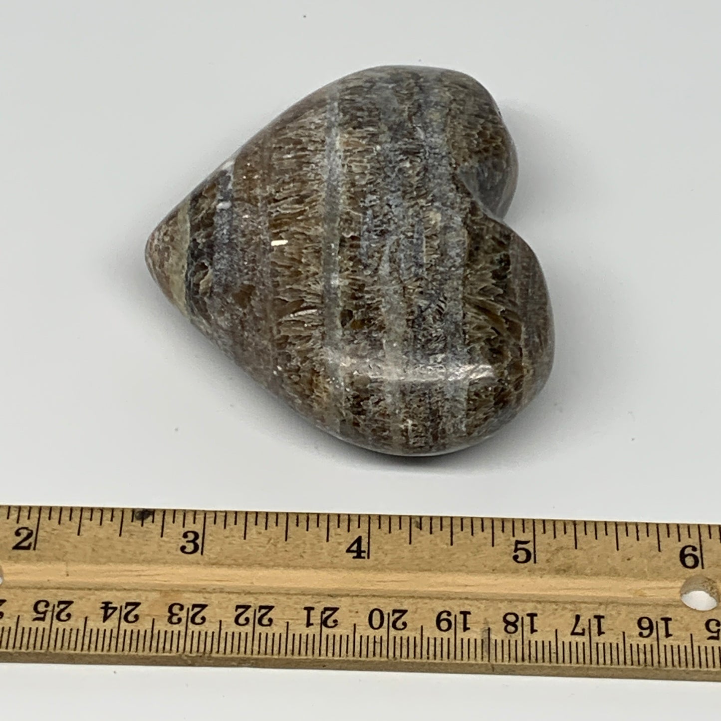 179.6g,2.6"x3.1"x1.2" Natural Chocolate Gray Onyx Heart Polished @Morocco,B18771