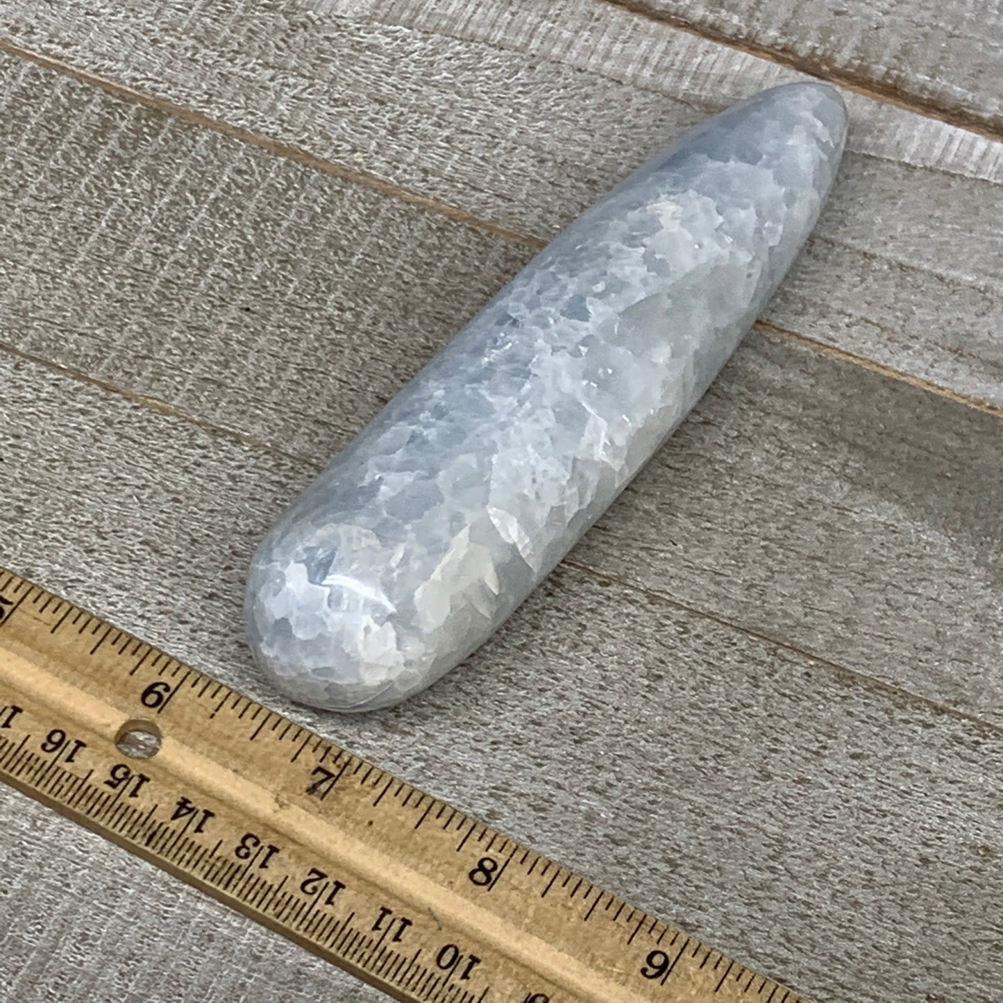 213g,5.3"x1.3" Natural Blue Calcite Wand Stick, Home Decor, Collectible, B6181
