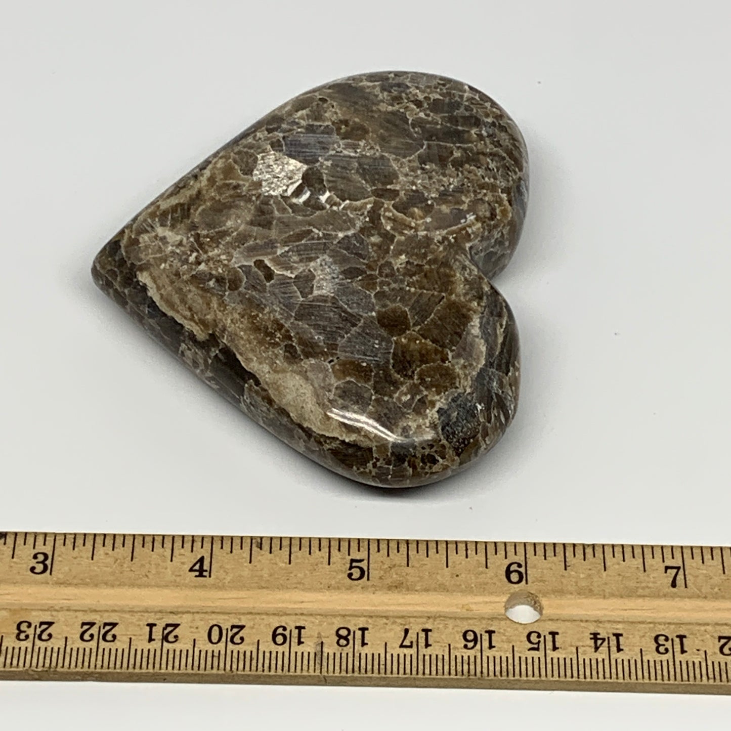 191.3g,3"x3.6"x0.9" Natural Chocolate Gray Onyx Heart Polished @Morocco,B18778