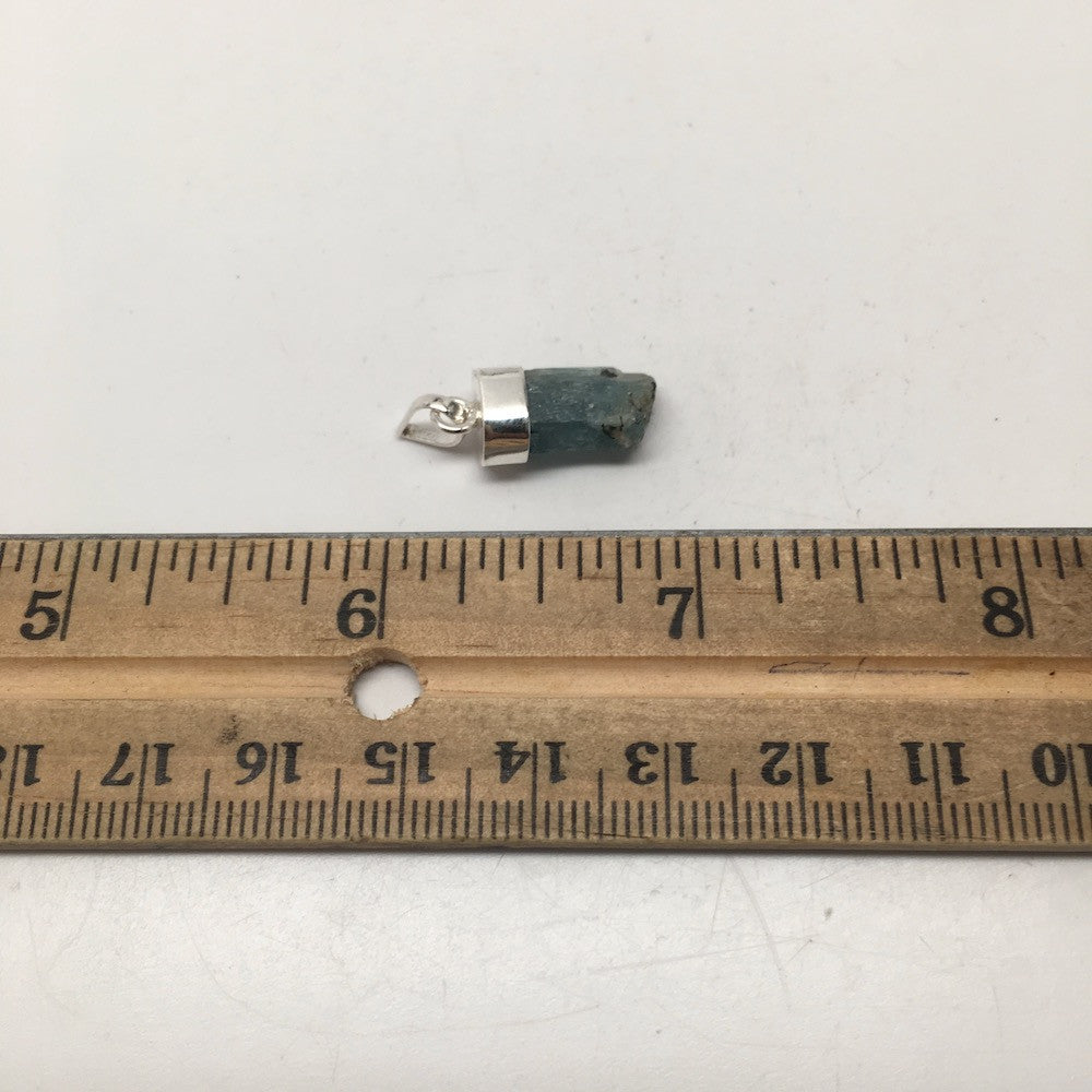 10.5 cts Rough Small Aquamarine Pendant Sterling Silver @Brazil, P282sm, Bp398 - watangem.com