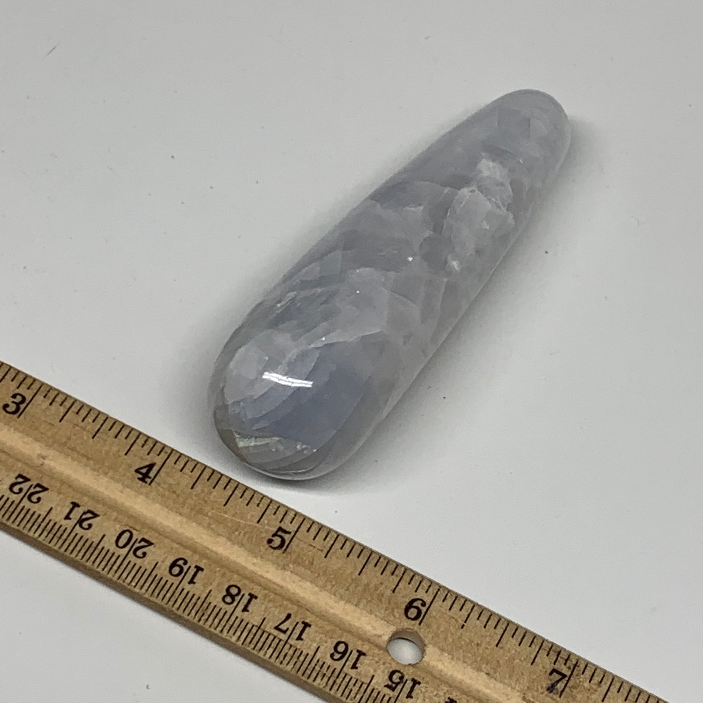 125.6g,3.8"x1.1" Natural Blue Calcite Wand Stick Home Decor, Collectible, B6196