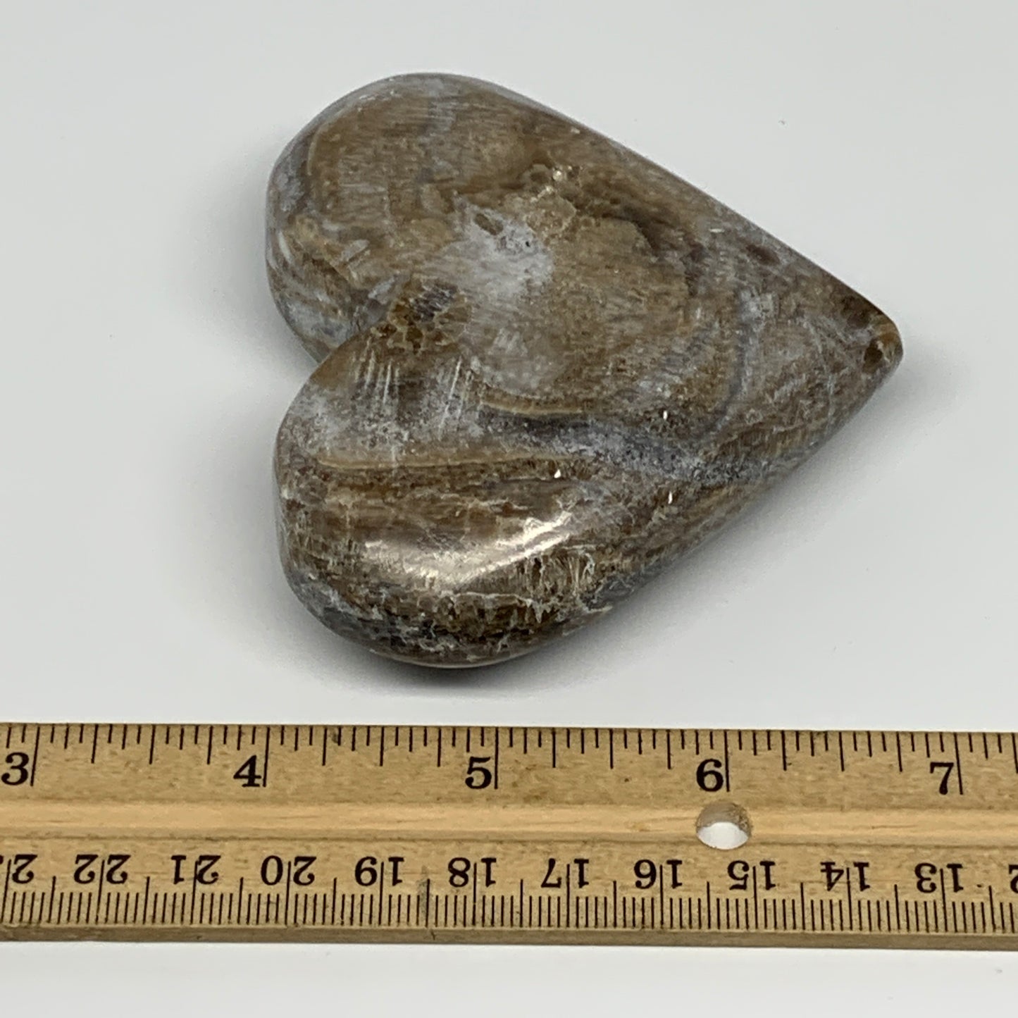 213.5g,3"x3.5"x1.2" Natural Chocolate Gray Onyx Heart Polished @Morocco,B18784