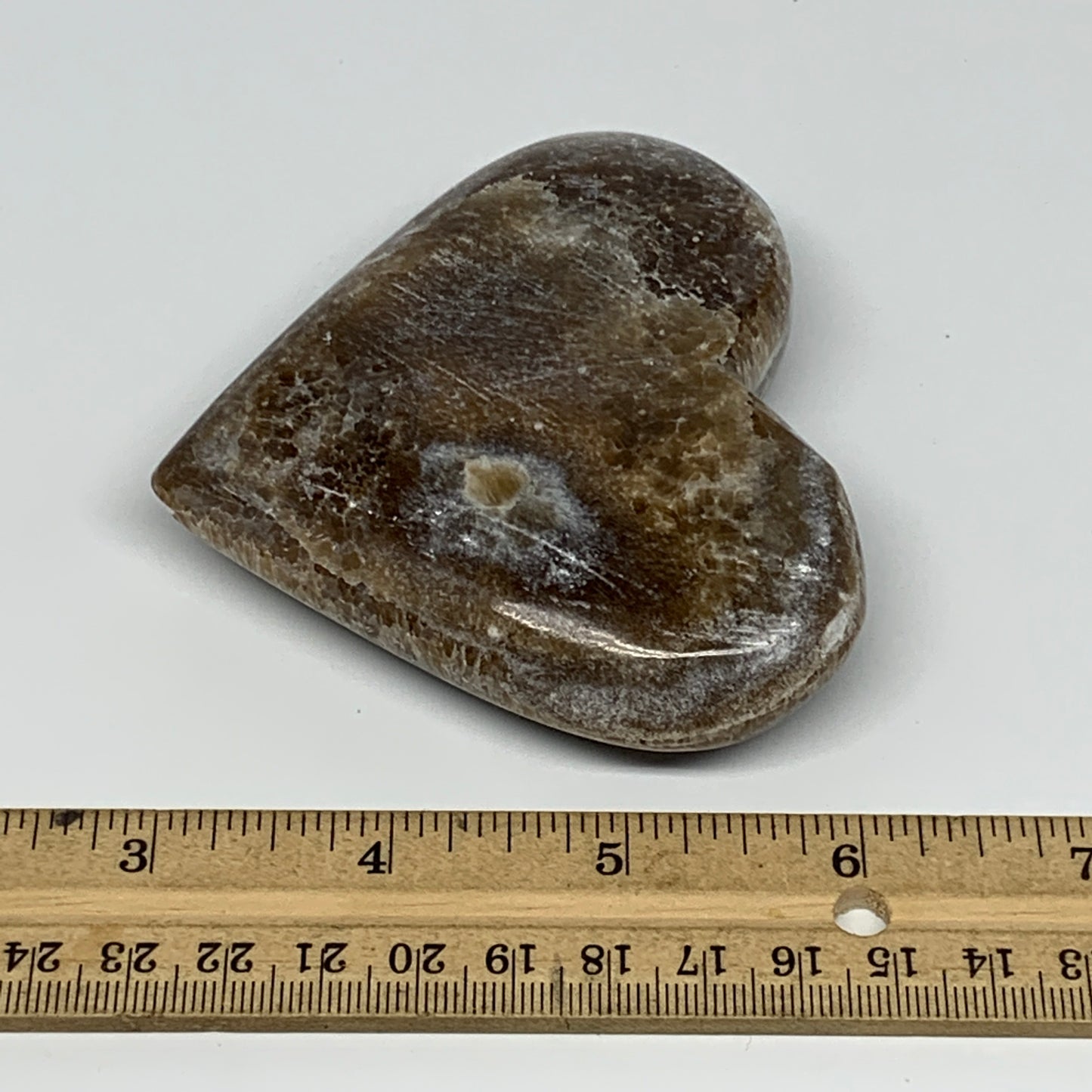 200.4g,3.1"x3.7"x0.9" Natural Chocolate Gray Onyx Heart Polished @Morocco,B18789