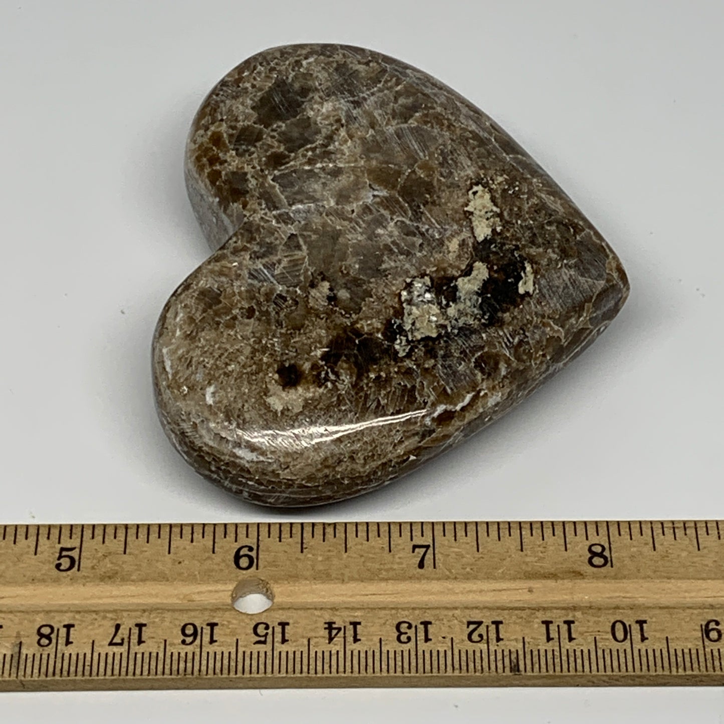 183.5g,2.8"x3.4"x0.9" Natural Chocolate Gray Onyx Heart Polished @Morocco,B18799
