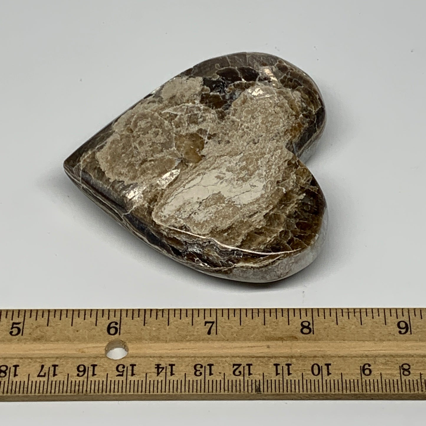 146.5g,3"x3.1"x0.8" Natural Chocolate Gray Onyx Heart Polished @Morocco,B18800