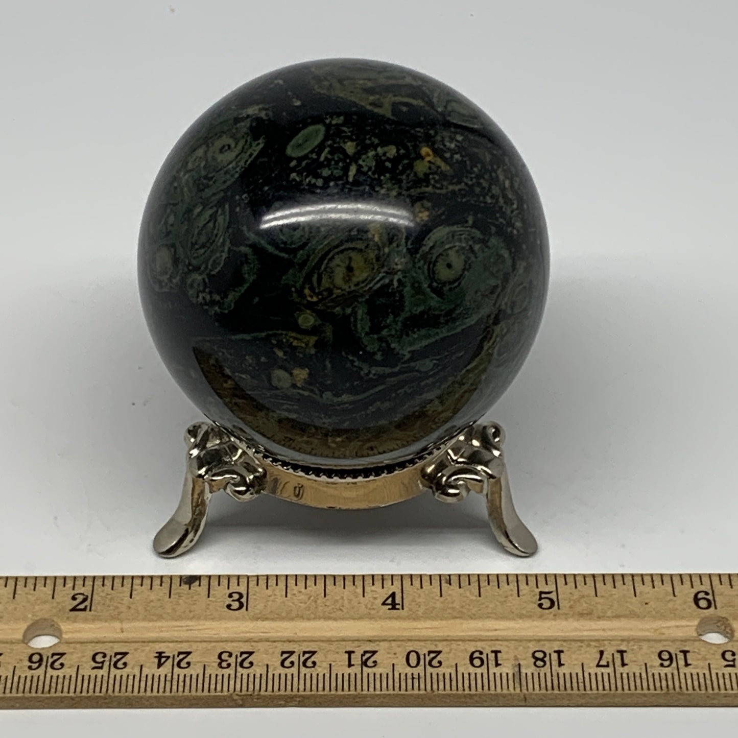 412.8g, 2.6"(66mm), Crocodile Kambaba Jasper Sphere Ball Reiki @Madagascar,B1570