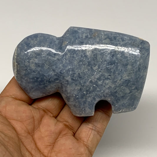 208.9g, 3.5"x2.4"x1" Natural Blue Calcite Buffalo Polished @Madagascar,B22876