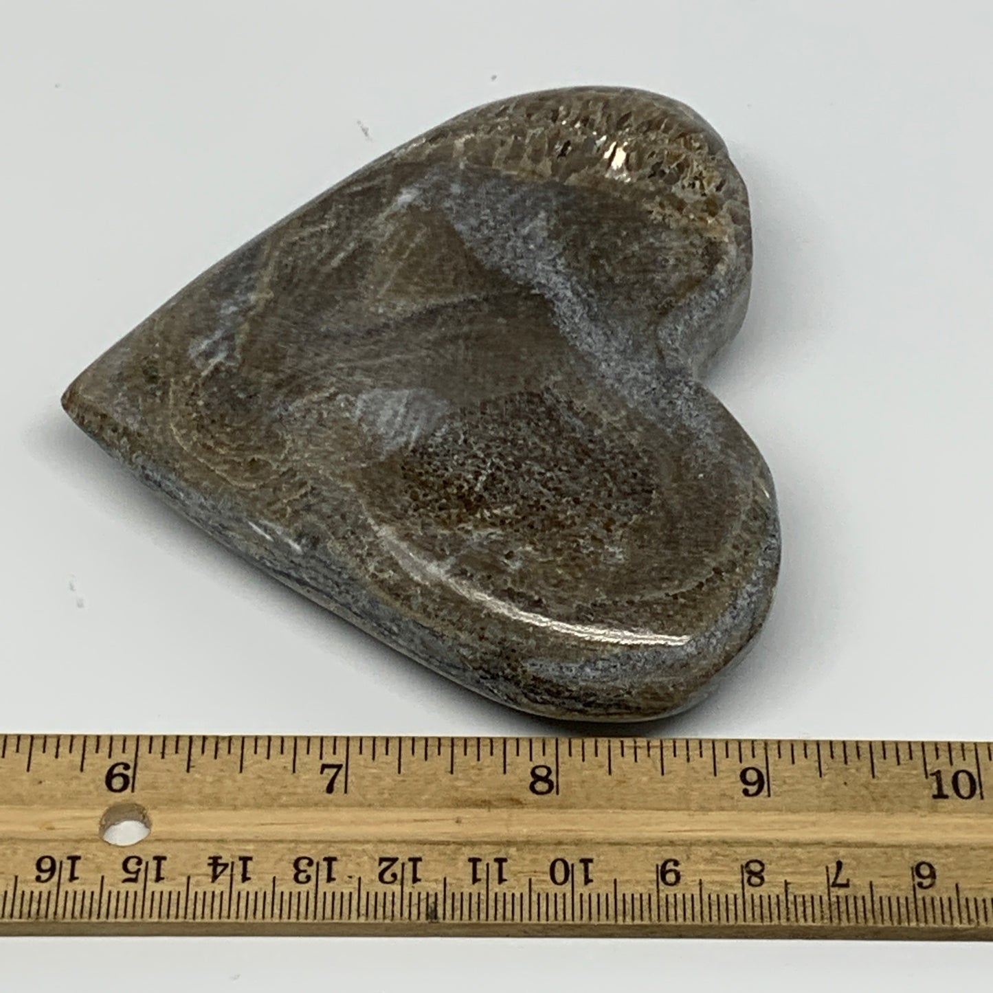 277.6g,3.7"x4.1"x0.9" Natural Chocolate Gray Onyx Heart Polished @Morocco,B18814