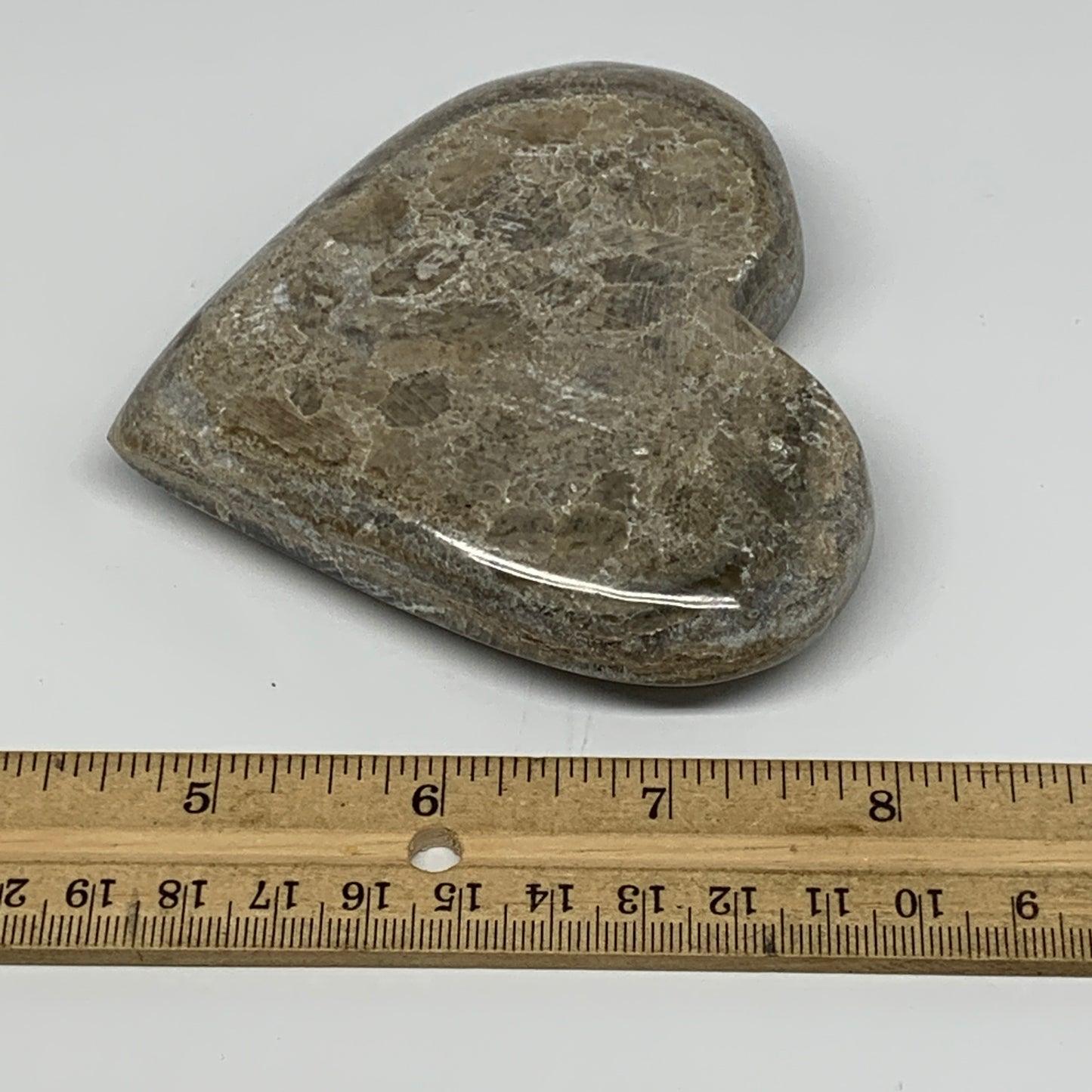 243.3g,3.5"x3.9"x0.9" Natural Chocolate Gray Onyx Heart Polished @Morocco,B18816