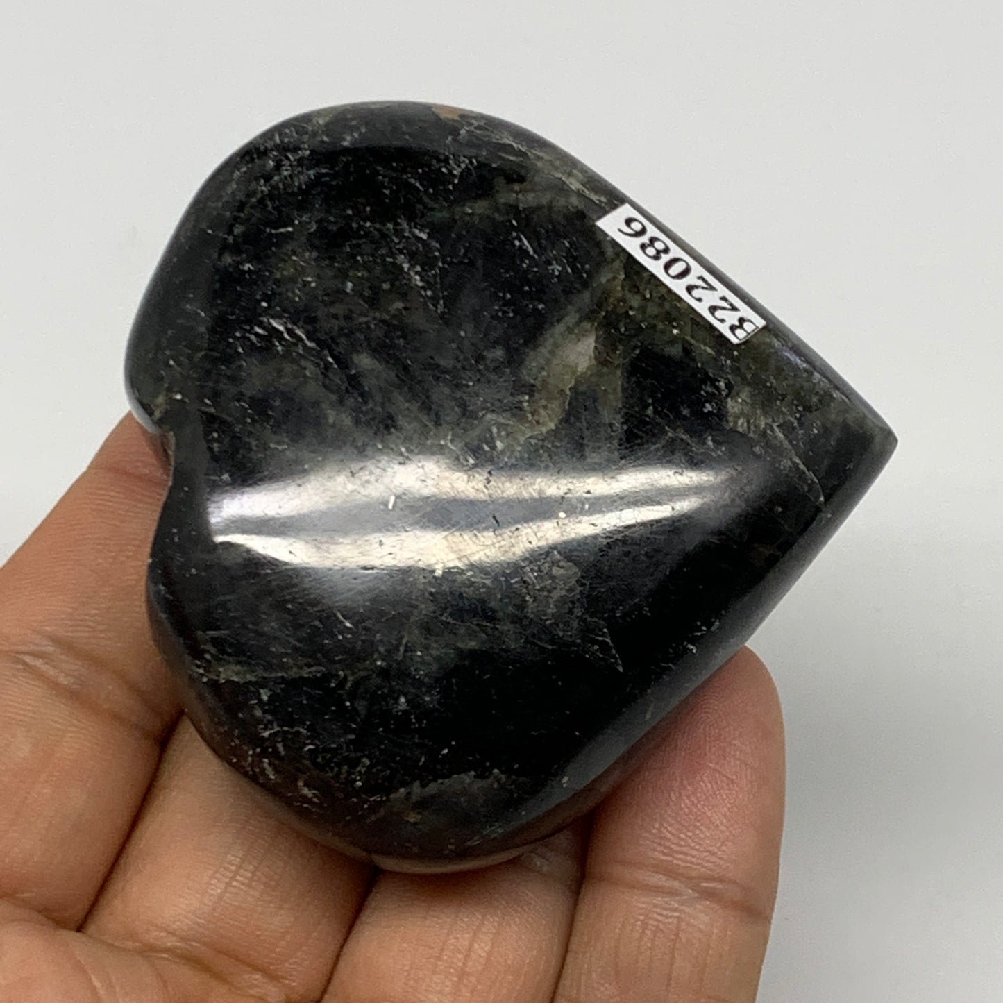 122.3g, 2.3"x2.4"x0.9" Natural Labradorite Heart Small Polished Healing Crystal,