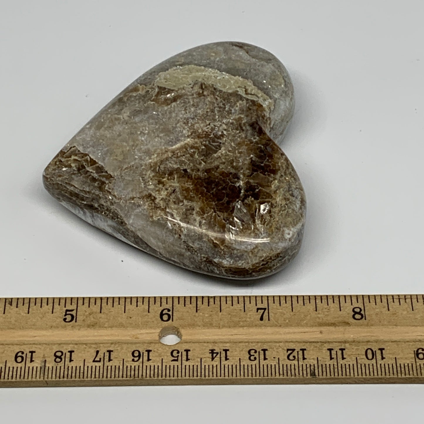 186.7g,2.9"x3.4"x1" Natural Chocolate Gray Onyx Heart Polished @Morocco,B18818