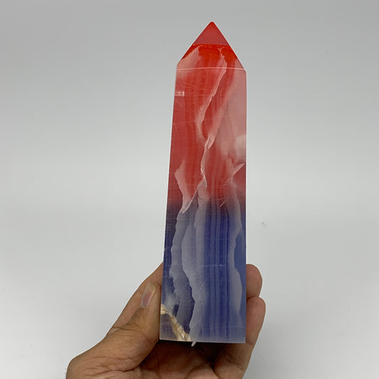 494.7g, 6"x1.6"x1.7" Dyed/Heated Calcite Point Tower Obelisk Crystal, B24981