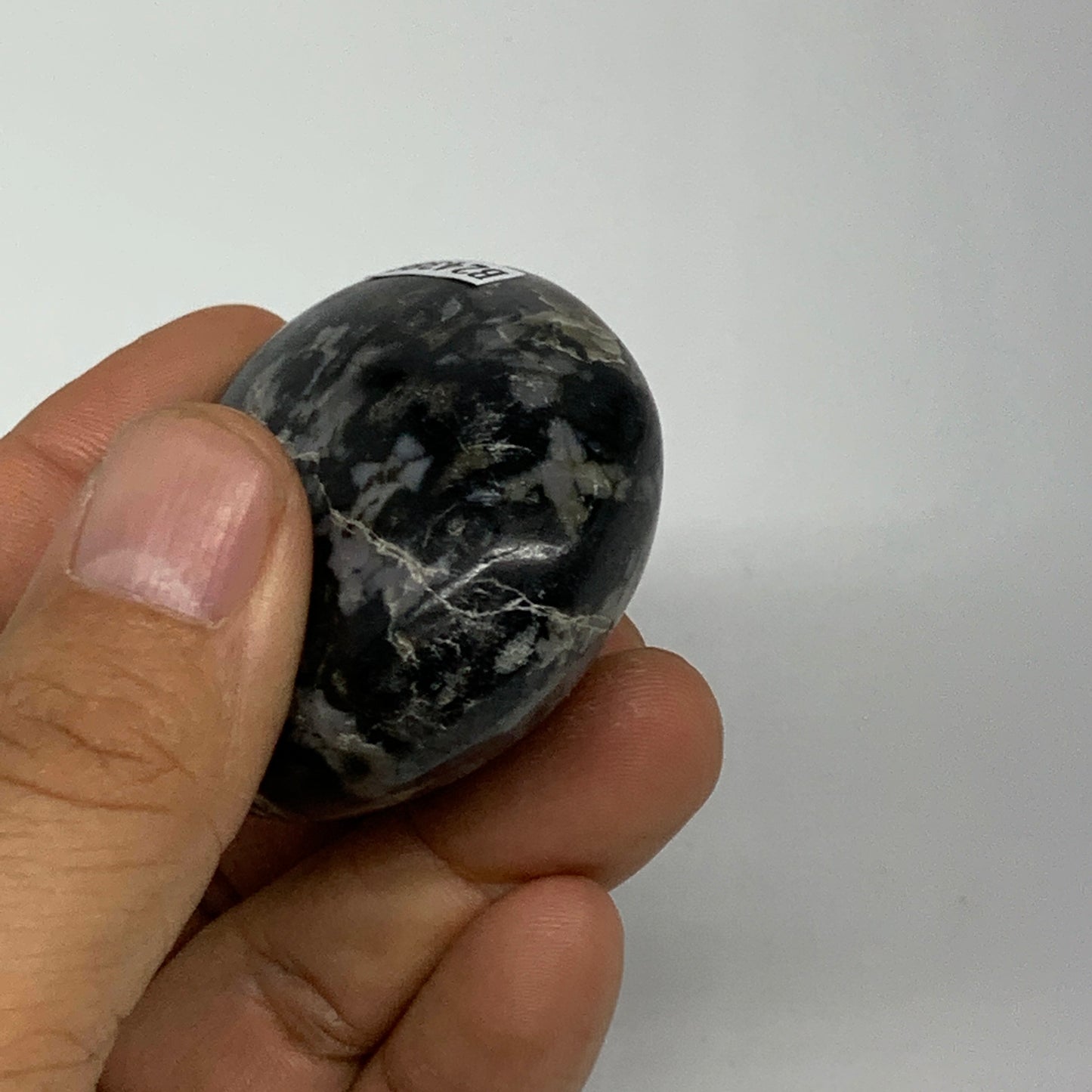 105.6g, 2.2"x1.8"x1", Indigo Gabro (Merlinite) Palm-Stone @Madagascar, B24388
