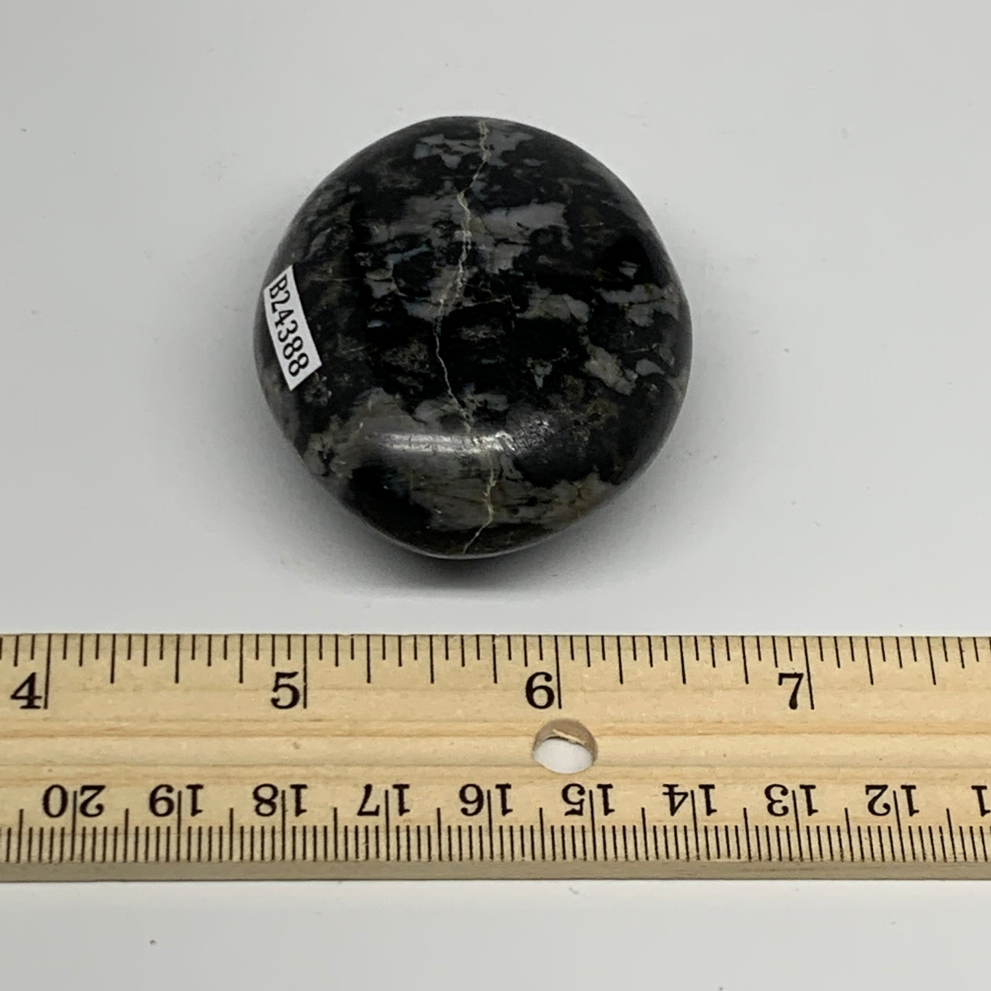 105.6g, 2.2"x1.8"x1", Indigo Gabro (Merlinite) Palm-Stone @Madagascar, B24388