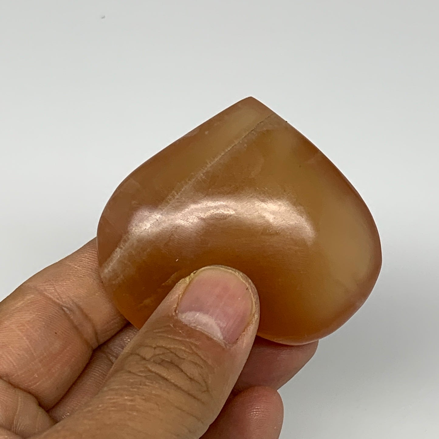 74.8g, 2"x2.3"x0.8" Honey Calcite Heart Gemstones, Collectible @Pakistan, B25218