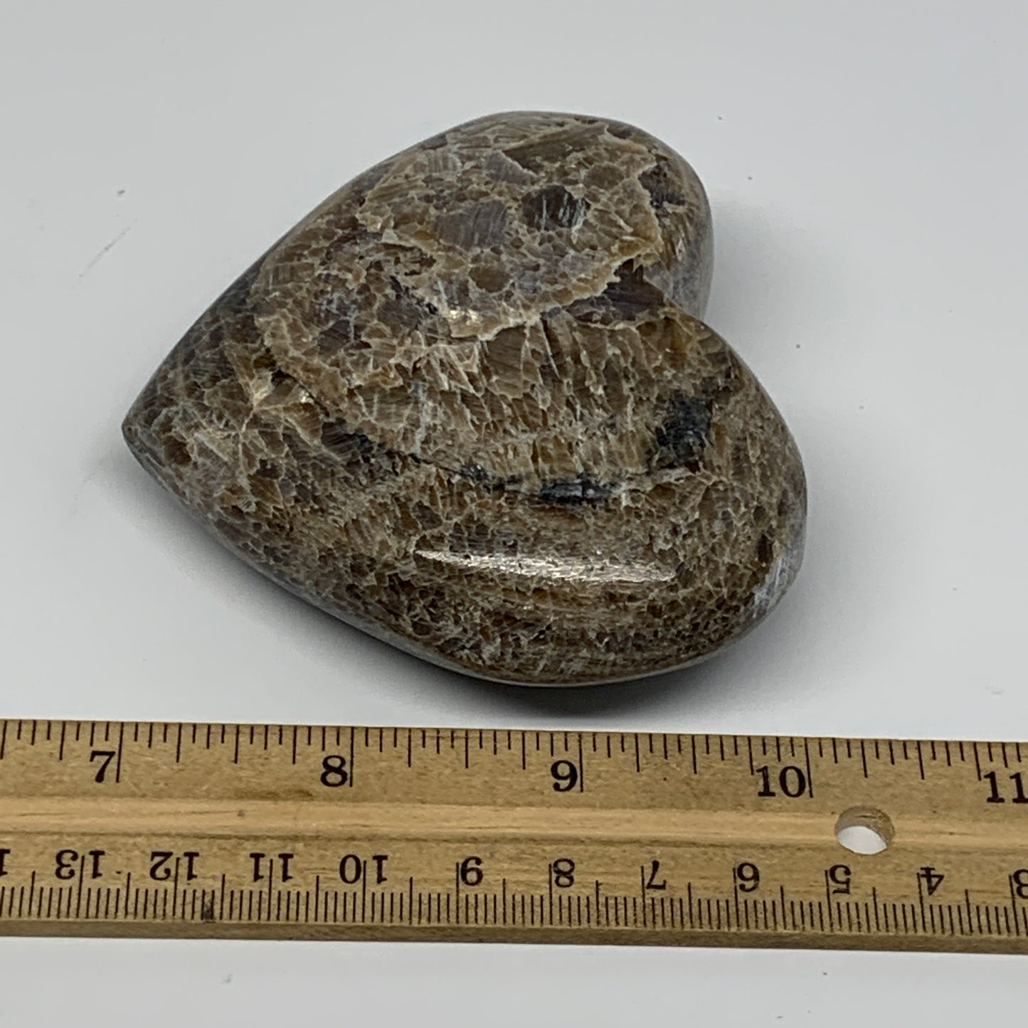 235.6g,3"x3.3"x1.2" Natural Chocolate Gray Onyx Heart Polished @Morocco,B18832