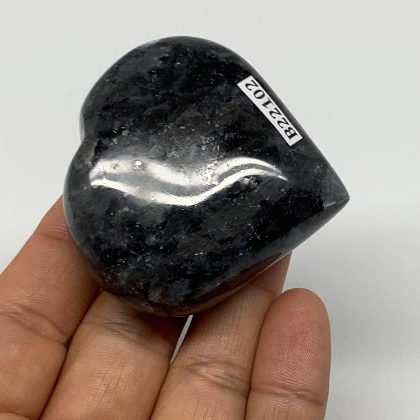 103.5g,2.1"x2.2"x1" Natural Labradorite Heart Small Polished Crystal, B22102