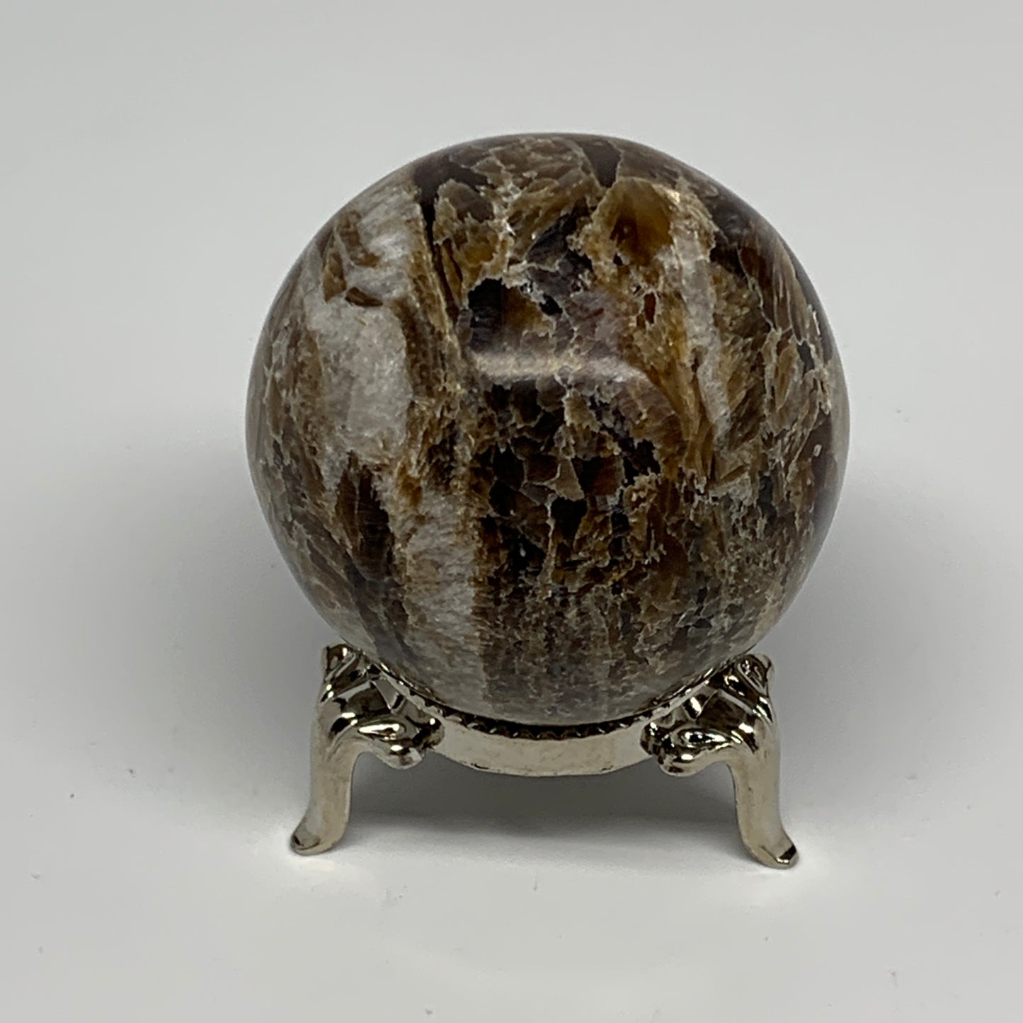 123.2g, 1.9" (47mm), Chocolate/Gray Onyx Sphere Ball Gemstone @Morocco, B18835