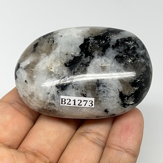 104g,2.4"x1.7"x1", Rainbow Moonstone Palm-Stone Polished from India, B21273