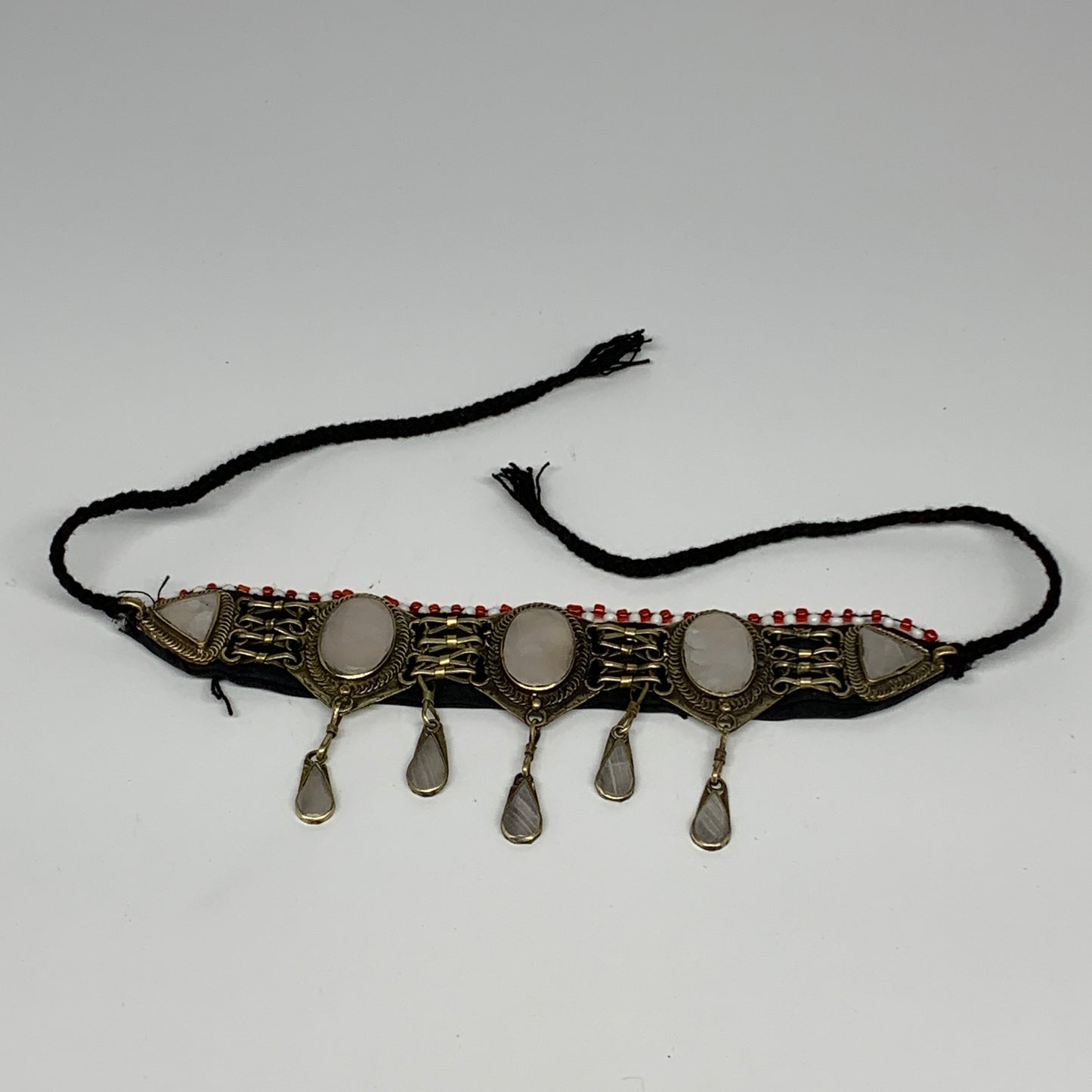 58.9g, 20-24" Choker Necklace Afghan Turkmen Tribal 5 Cab Calcite Fashion,B13997