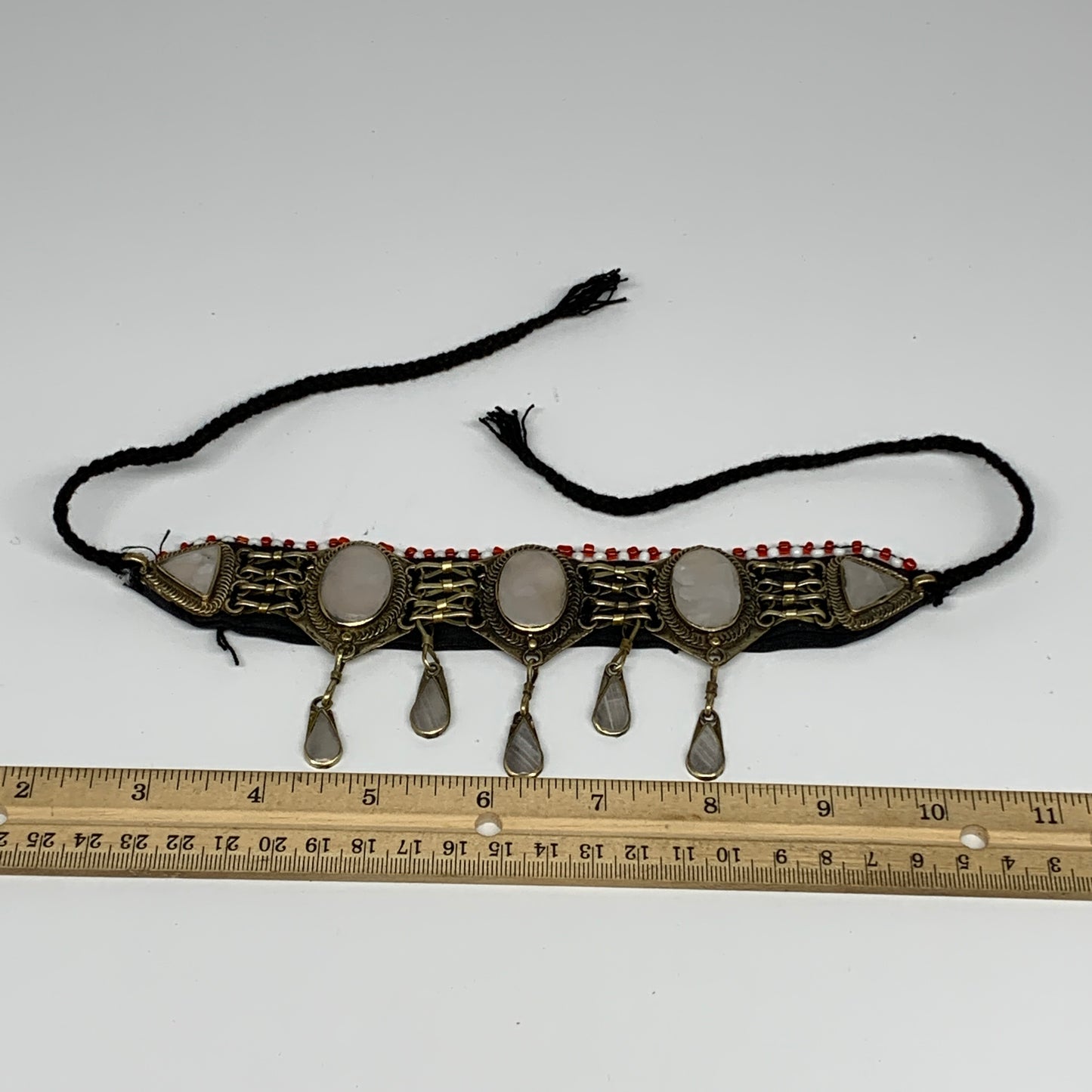 58.9g, 20-24" Choker Necklace Afghan Turkmen Tribal 5 Cab Calcite Fashion,B13997