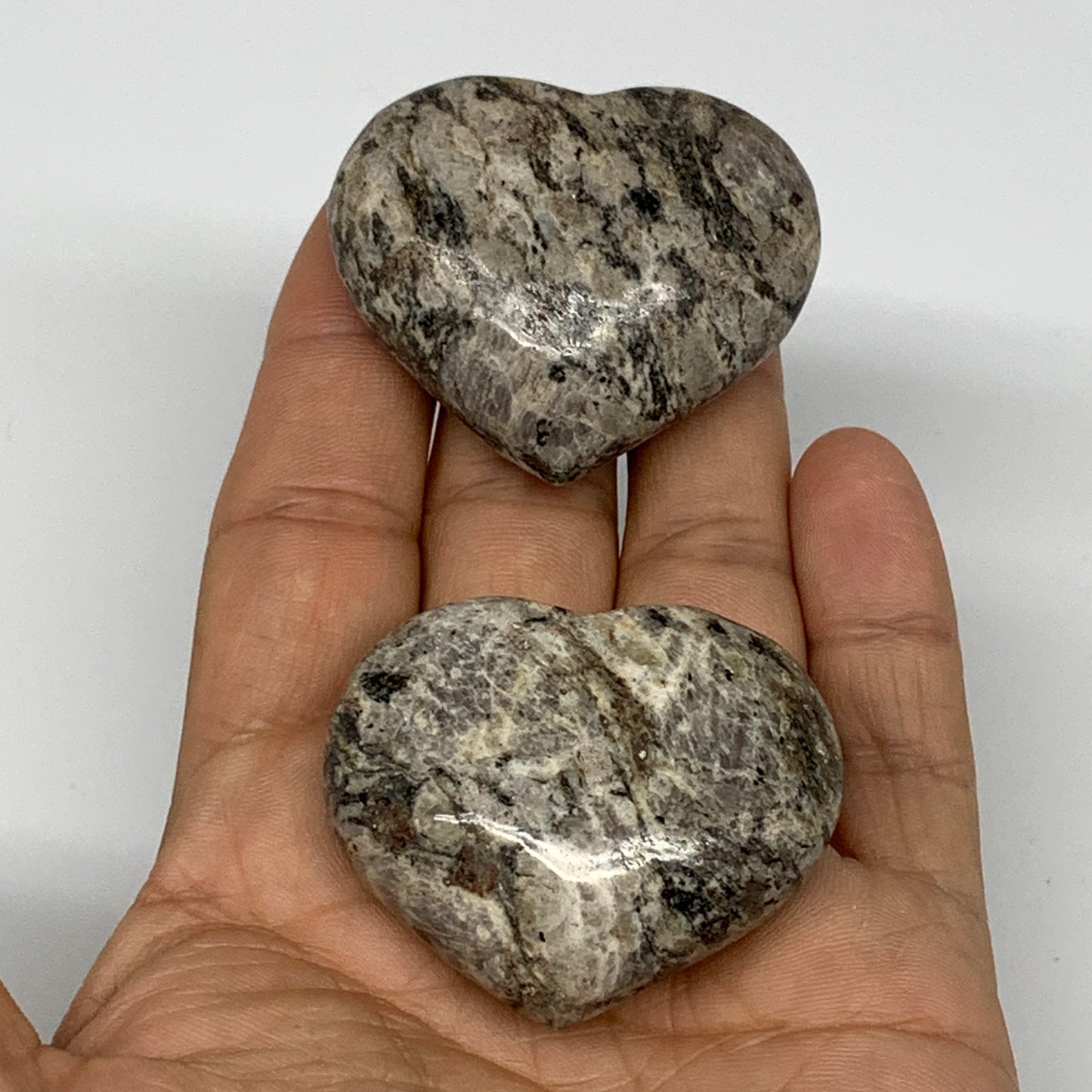 103.8g, 1.5"-1.5" 2pcs, Natural Jungle Jasper Heart Gemstones @Pakistan,B25245
